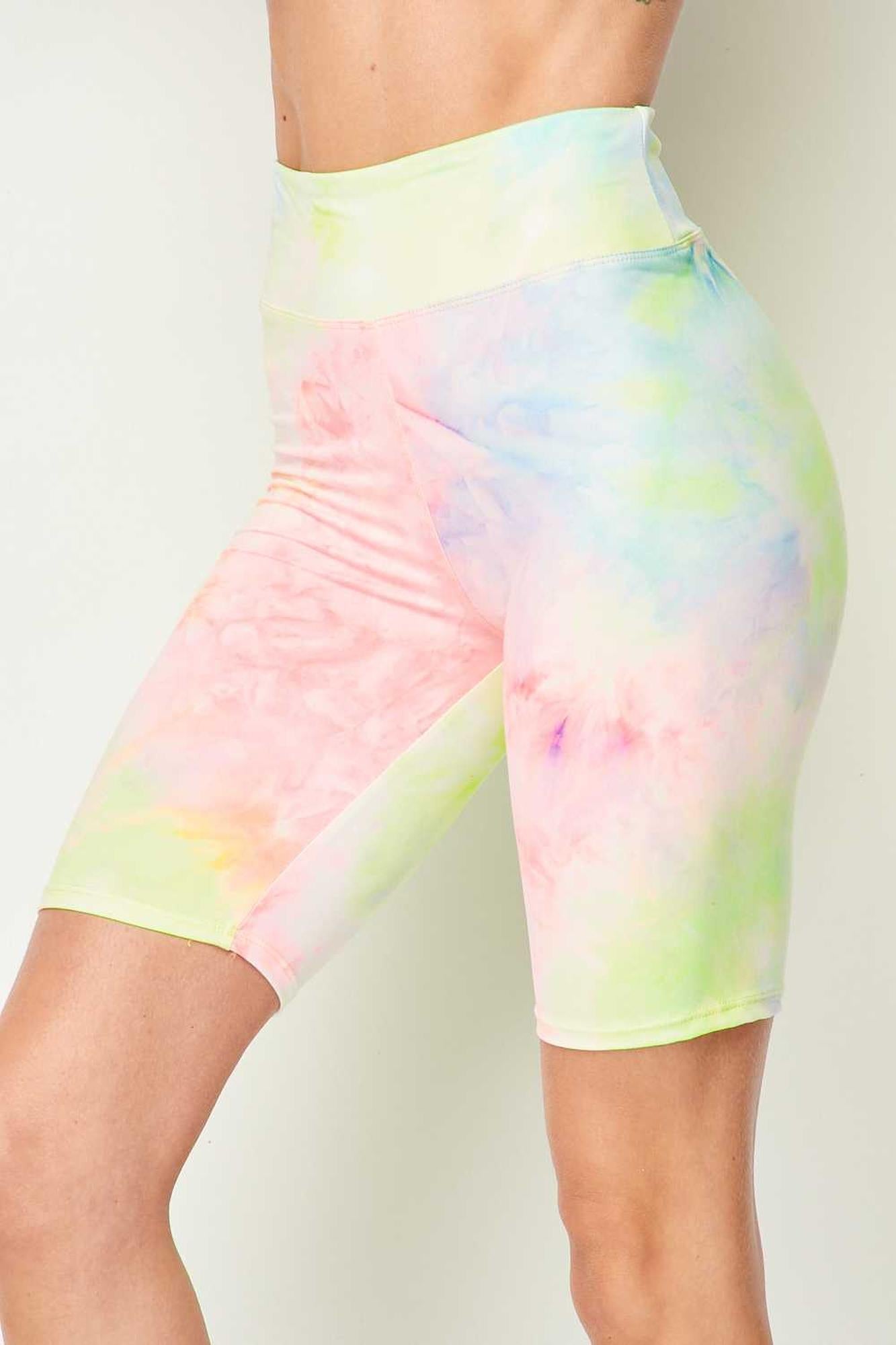 Buttery Smooth Pastel Tie Dye High Waisted Biker Shorts - 3 Inch Waist