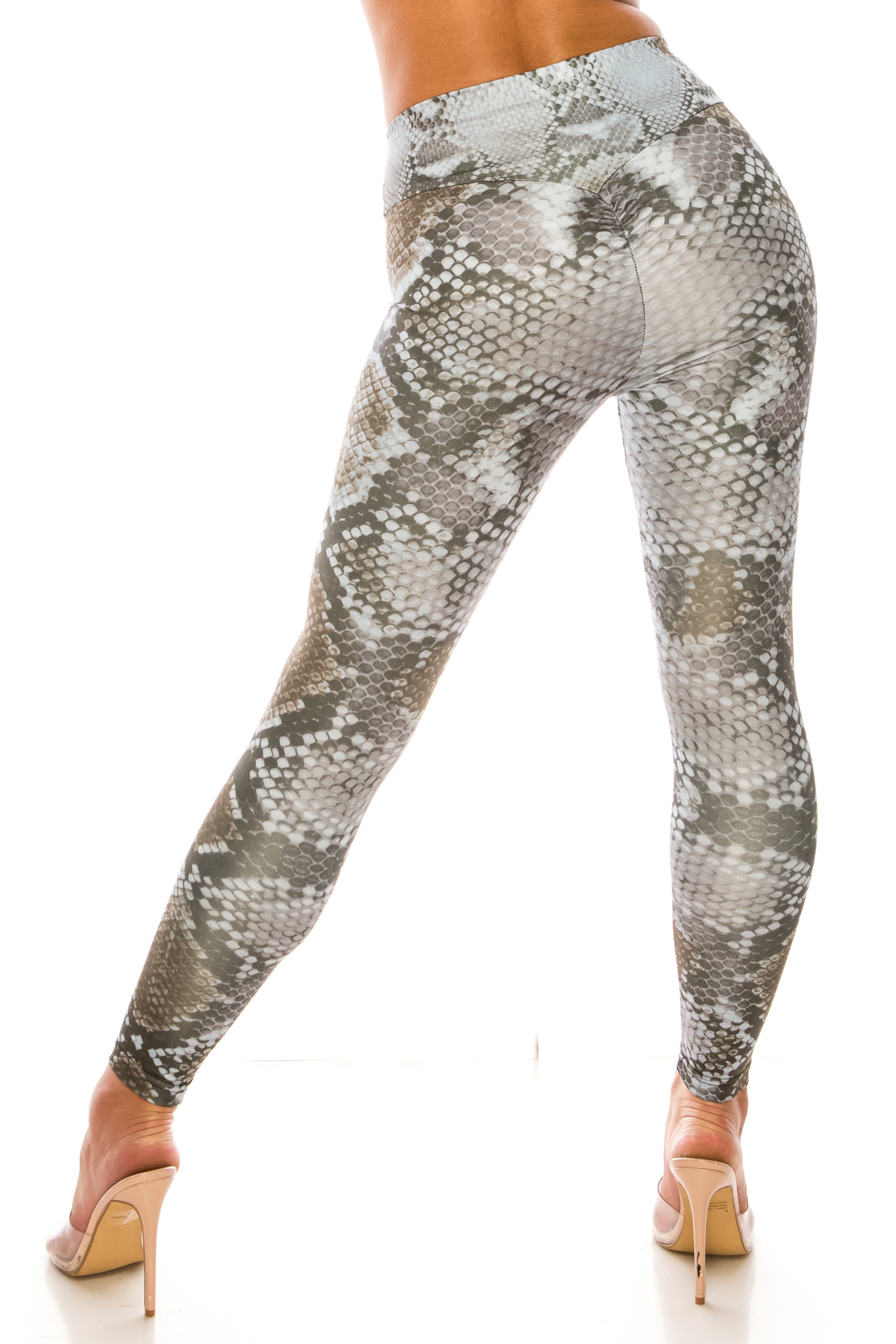 Sleek Snakeskin High Waisted Sport Scrunch Leggings