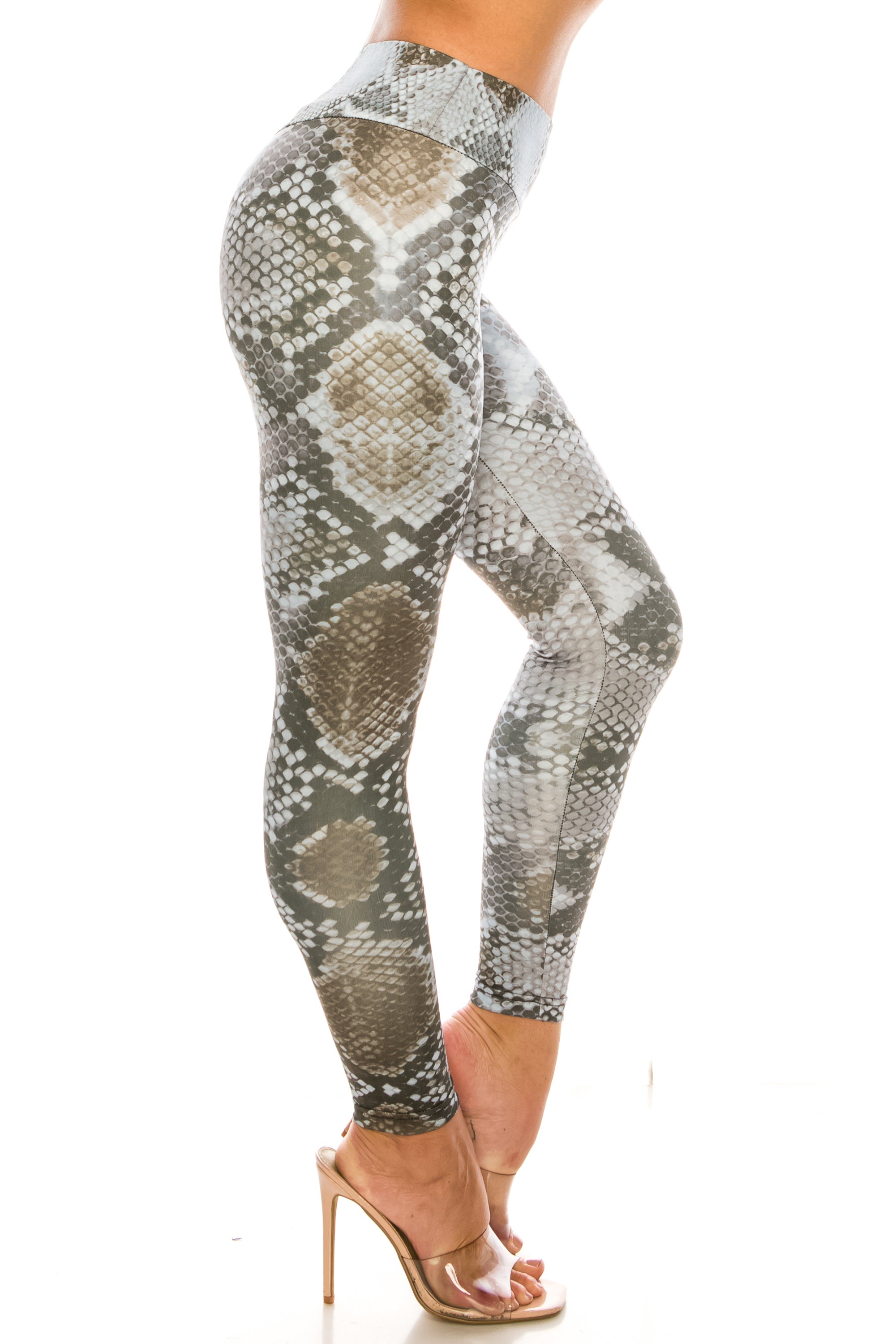 Sleek Snakeskin High Waisted Sport Scrunch Leggings