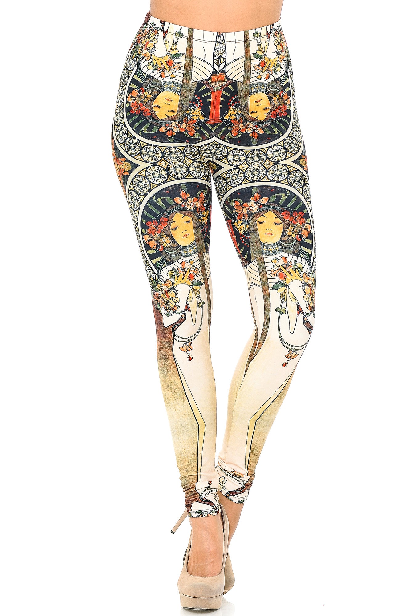 Creamy Soft Gaia Mucha Leggings - USA Fashion (One Size Regular,Beige)
