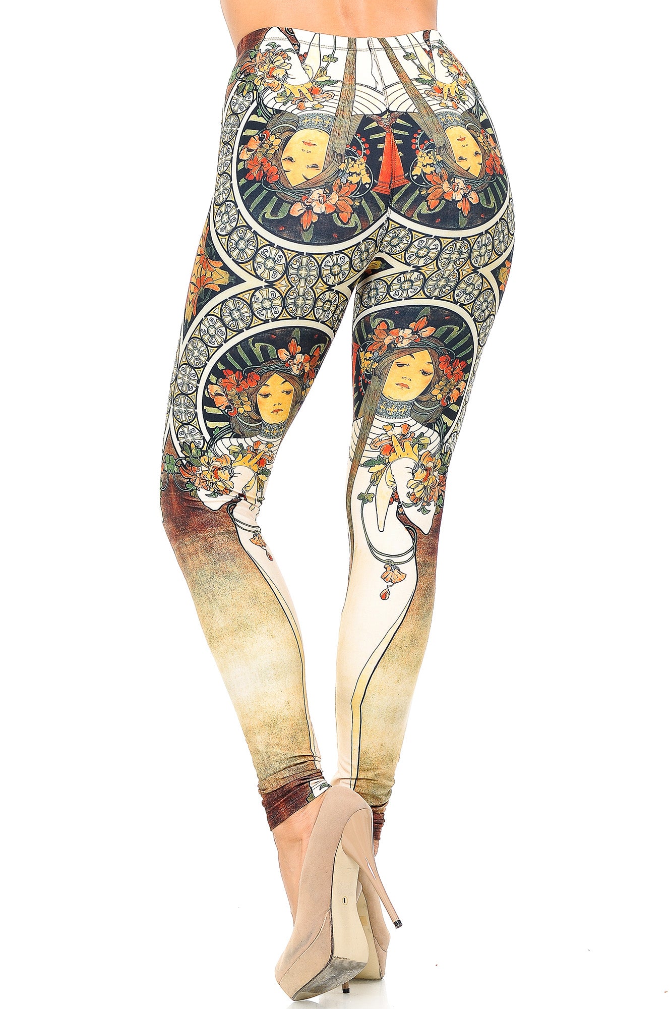 Creamy Soft Gaia Mucha Leggings - USA Fashion (One Size Regular,Beige)