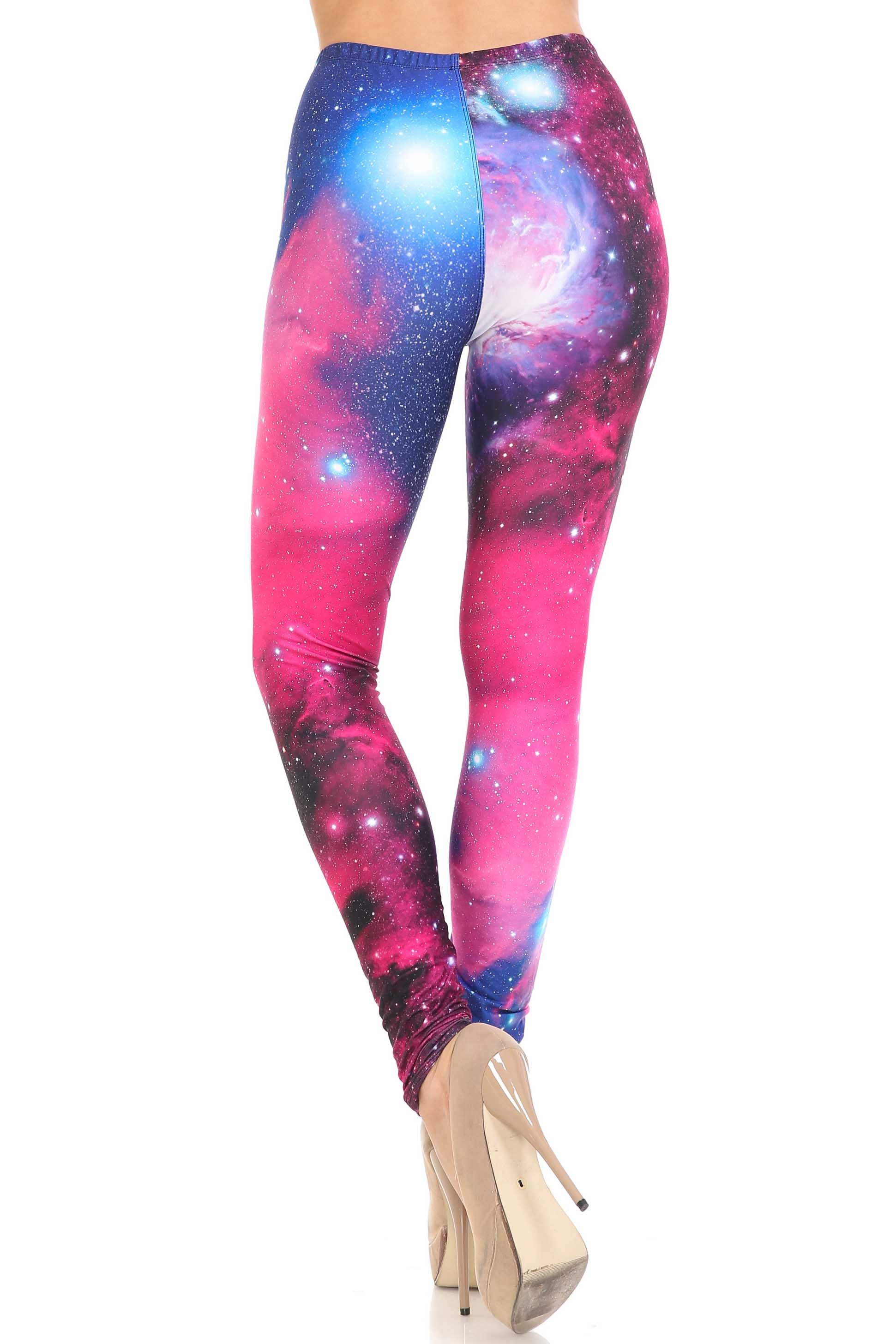 Creamy Soft Fuchsia Galaxy Leggings - USA Fashion (One Size Regular,Fuchsia)