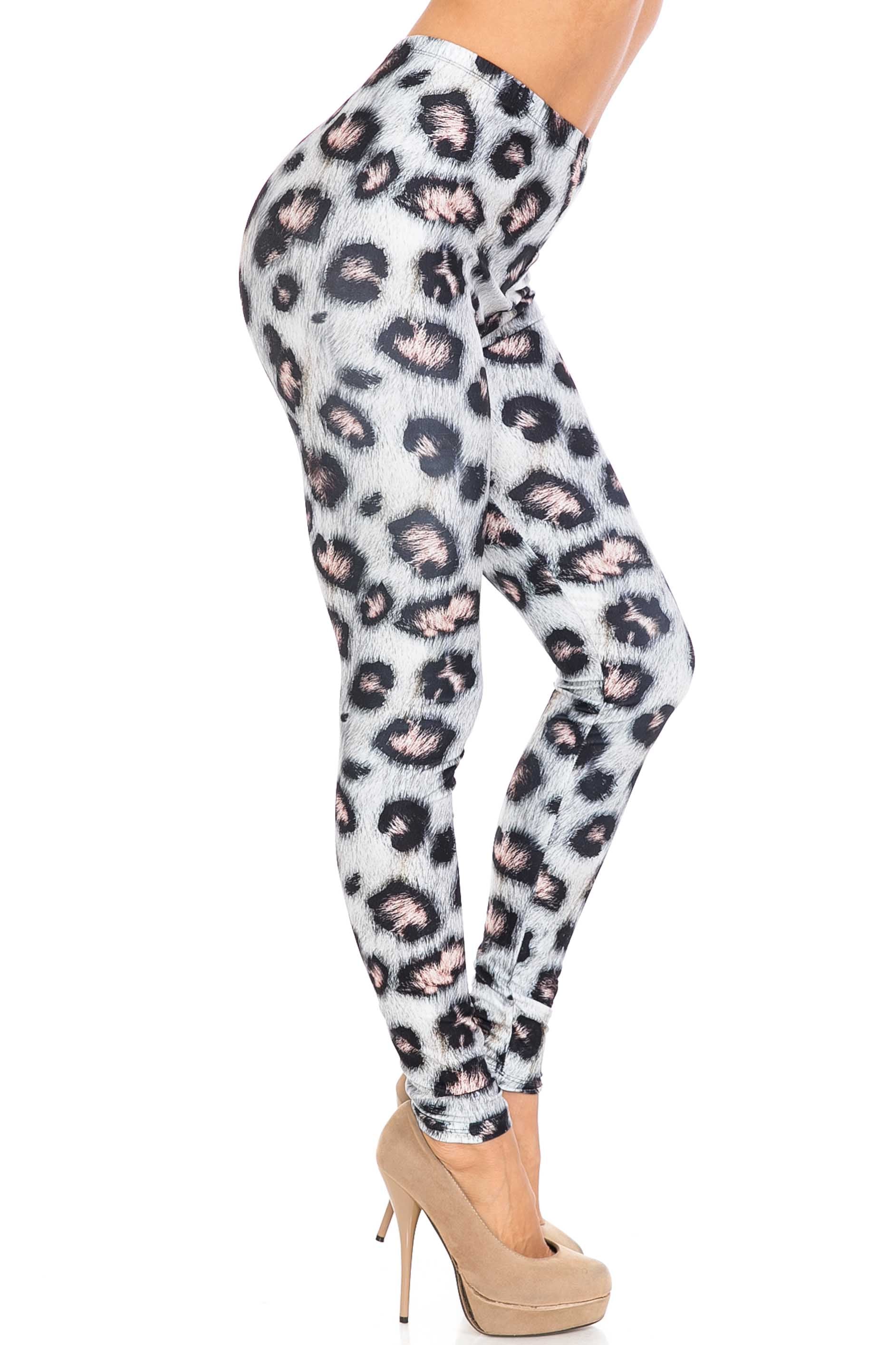 Creamy Soft Moda Leopard Leggings - USA Fashion (One Size Regular,Charcoal)