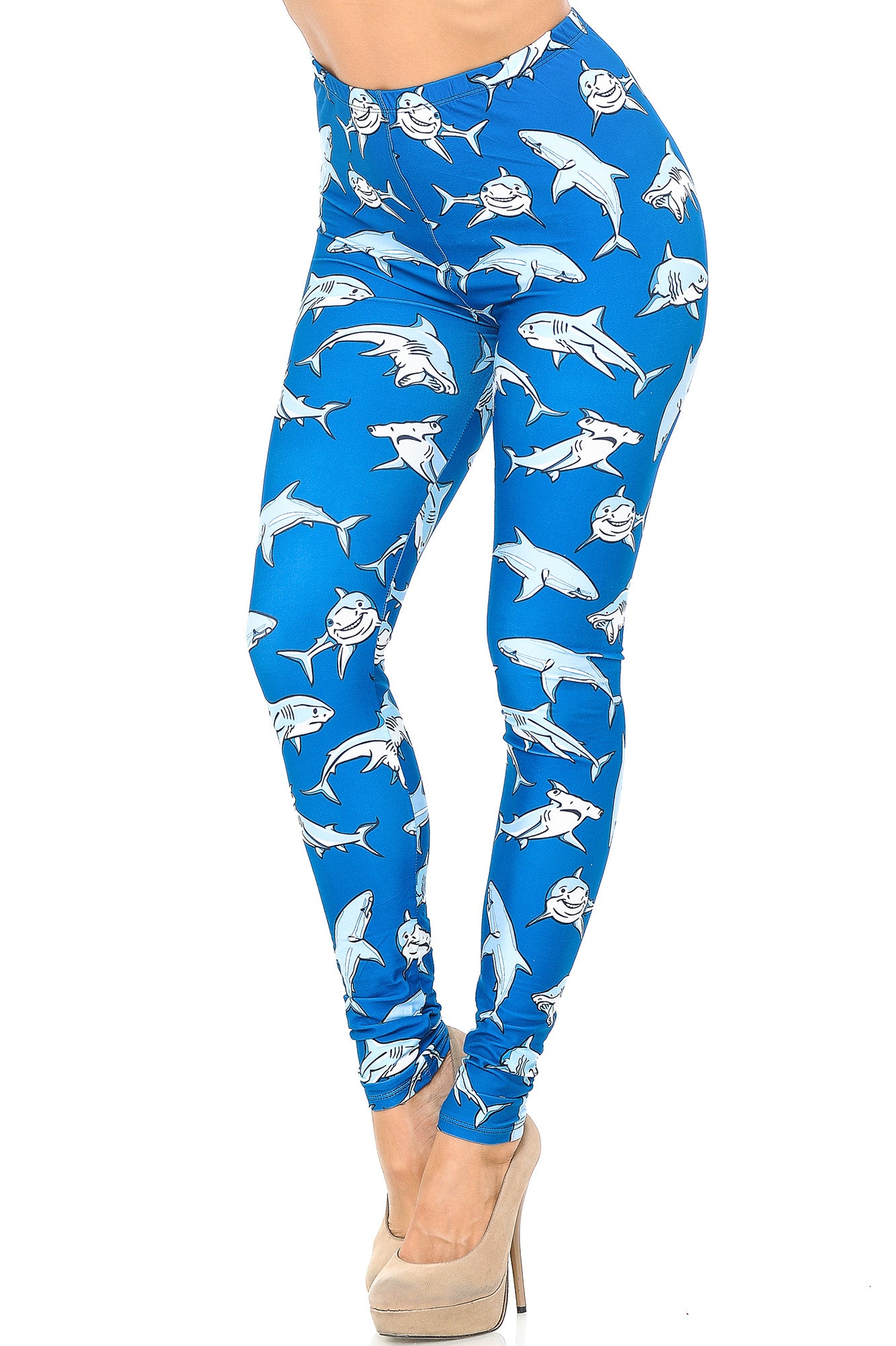 Creamy Soft Shark Leggings - USA Fashion (One Size Regular,Blue)