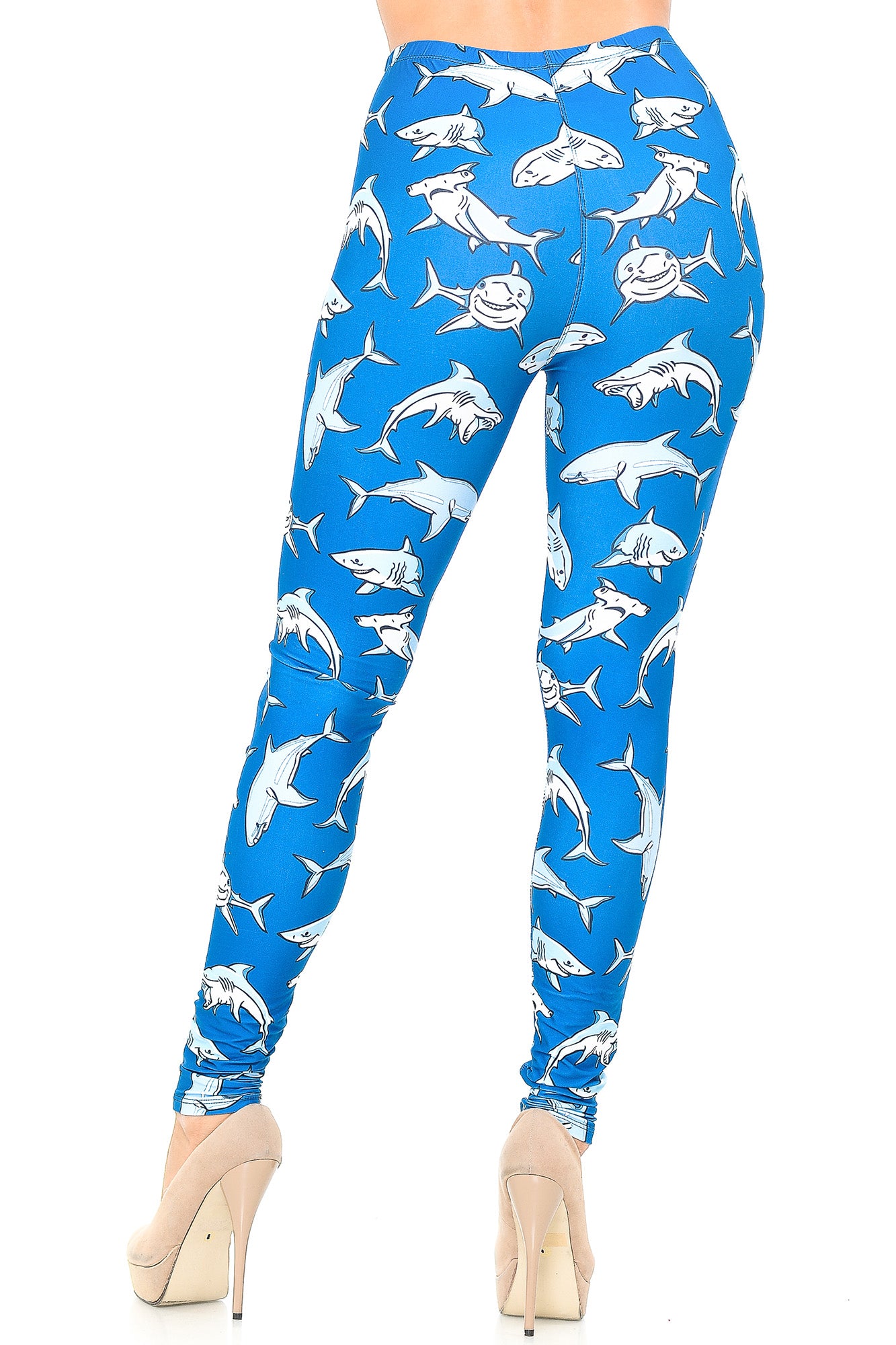 Creamy Soft Shark Leggings - USA Fashion (One Size Regular,Blue)