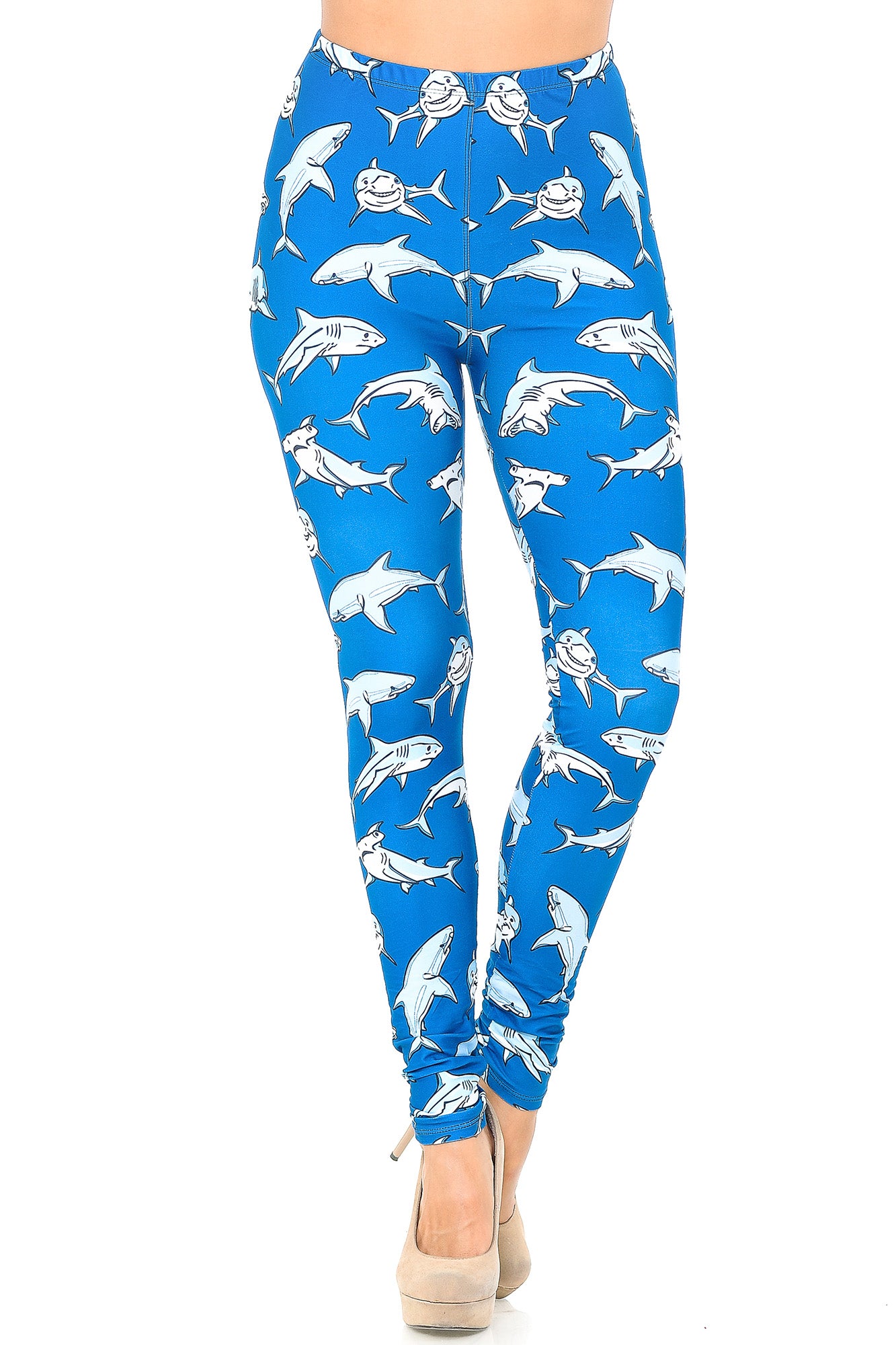 Creamy Soft Shark Leggings - USA Fashion (One Size Regular,Blue)