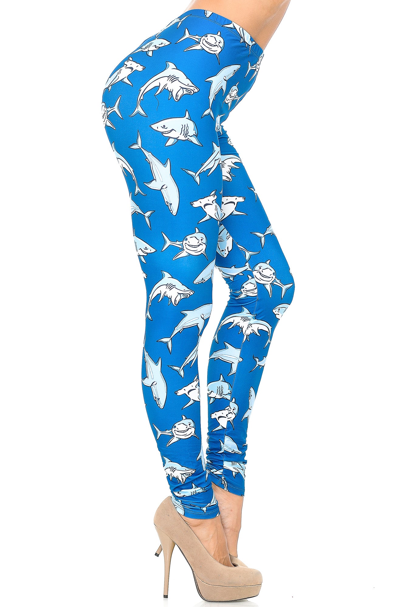Creamy Soft Shark Leggings - USA Fashion (One Size Regular,Blue)