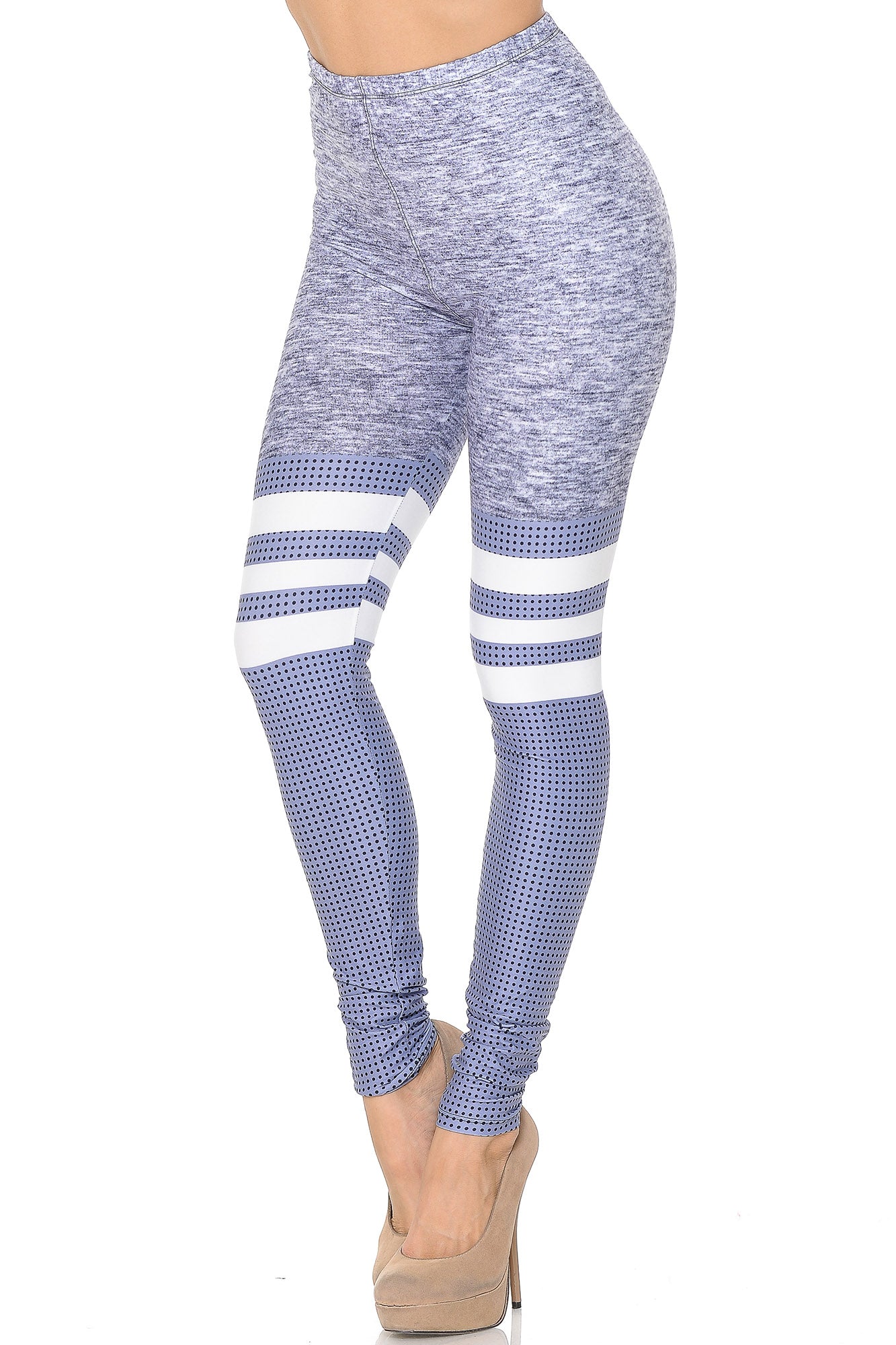 Creamy Soft Split Sport Light Heathered Leggings - USA Fashion (One Size Regular,Heather Gray)