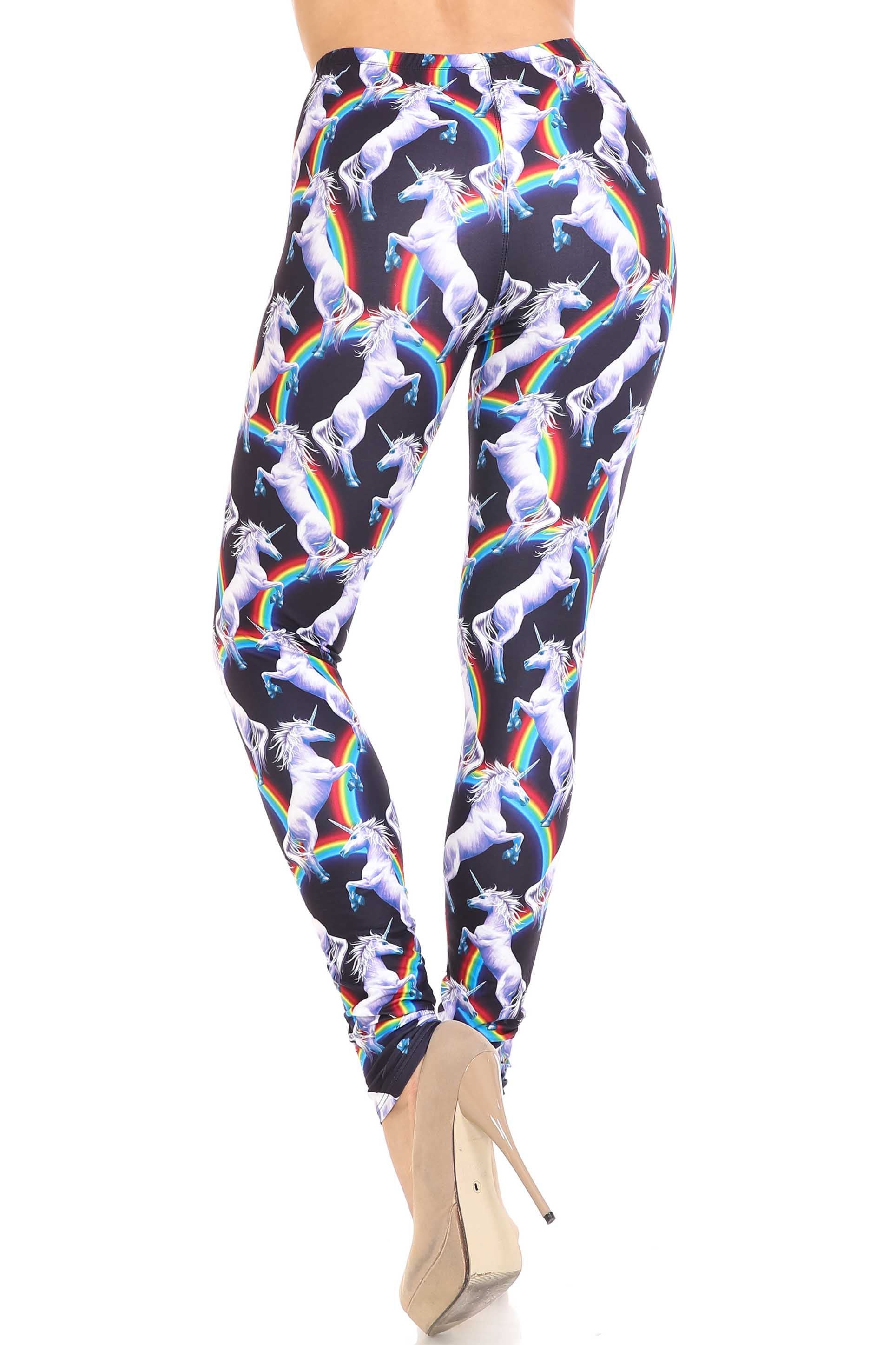 Creamy Soft Rainbow Unicorn Leggings - By USA Fashion (One Size Regular,Multi Color Bold)