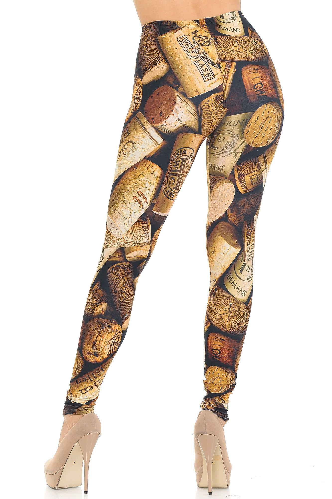 Creamy Soft Wine Cork Leggings - USA Fashion (One Size Regular,Brown)