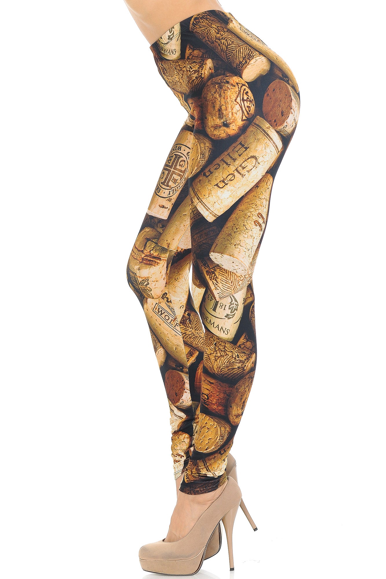 Creamy Soft Wine Cork Leggings - USA Fashion (One Size Regular,Brown)