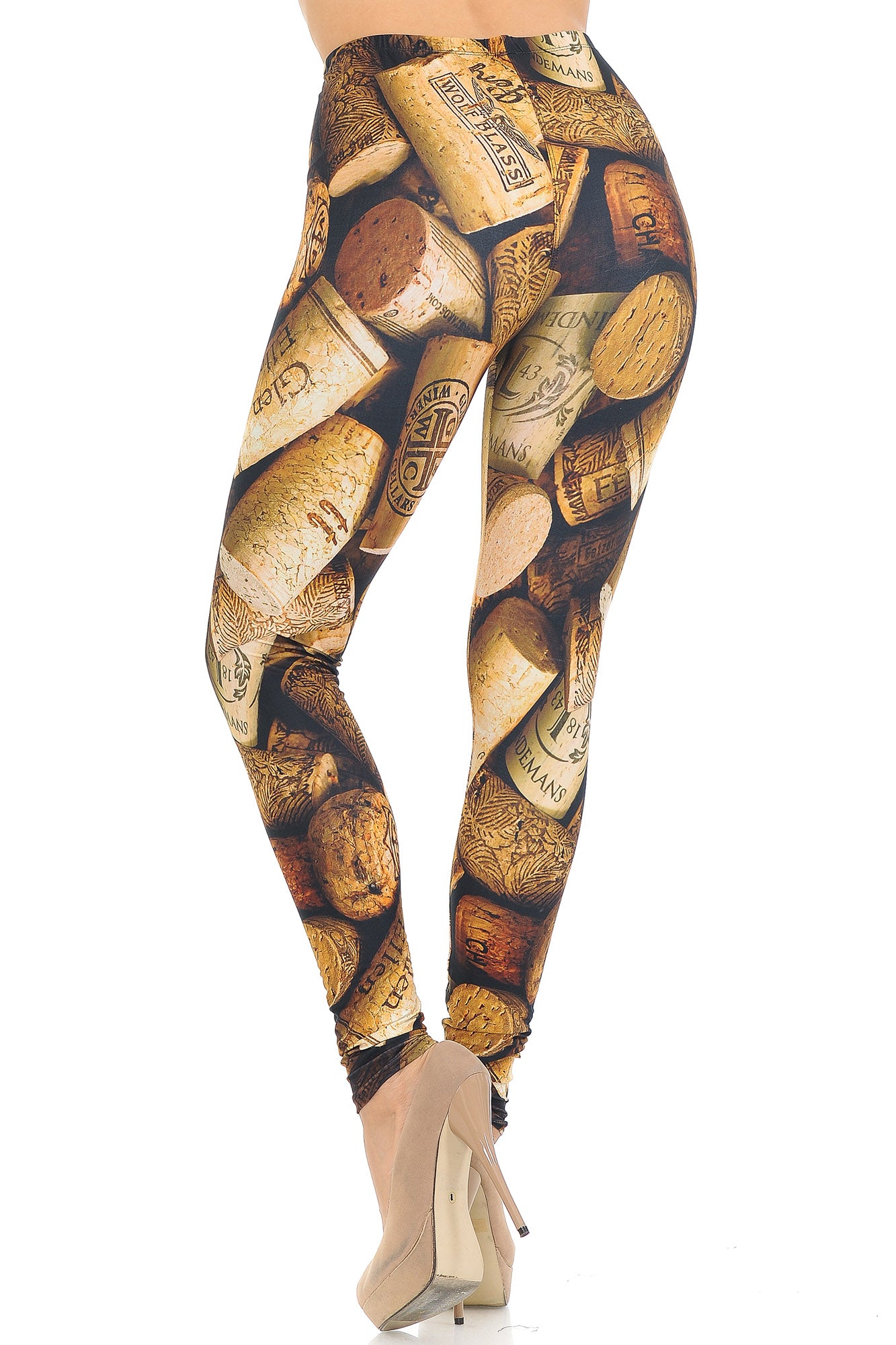 Creamy Soft Wine Cork Leggings - USA Fashion (One Size Regular,Brown)