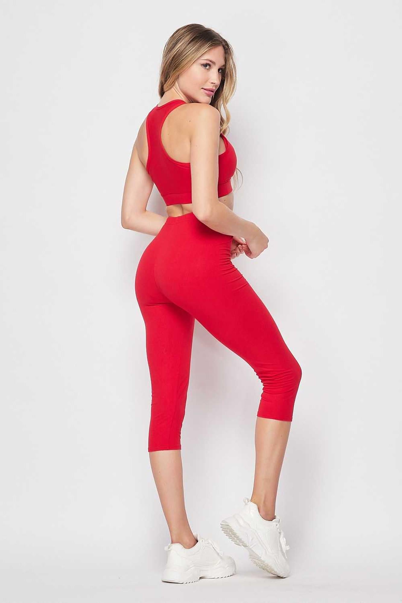 Buttery Smooth Basic Solid Capri and Crop Top Set