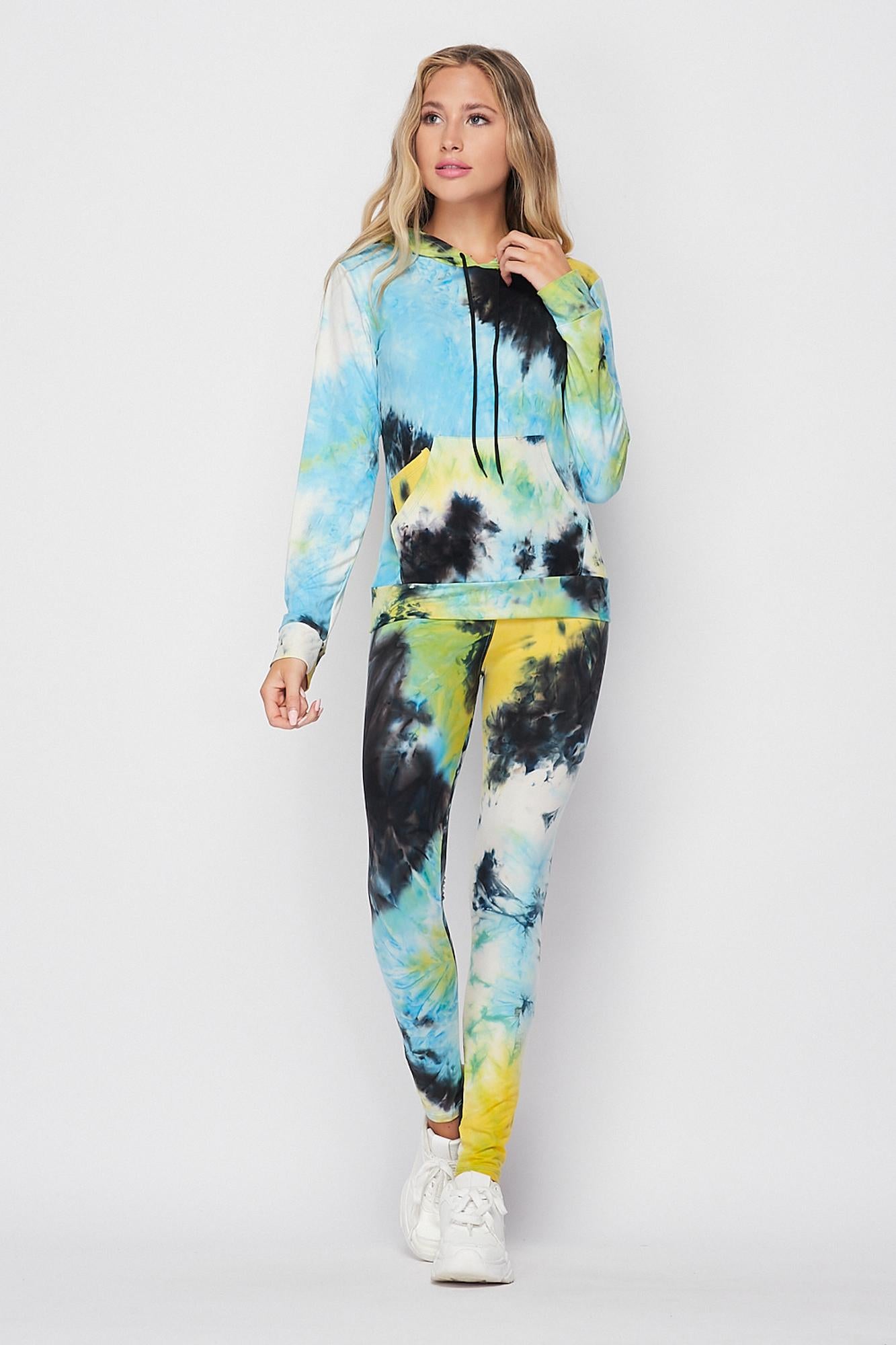 Tie Dye 2 Piece Leggings and Hooded Jacket Set