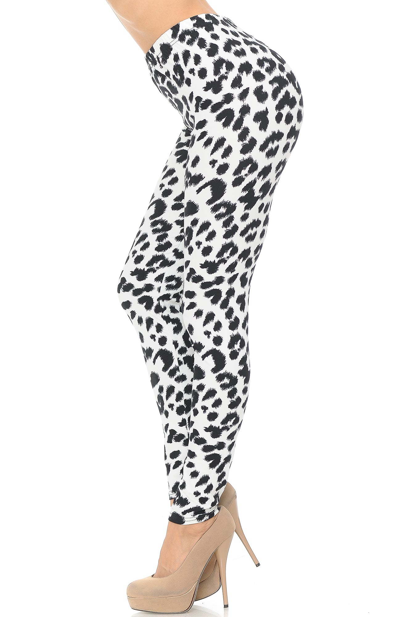 Brushed Ivory Spotted Leopard Bra and Leggings Set