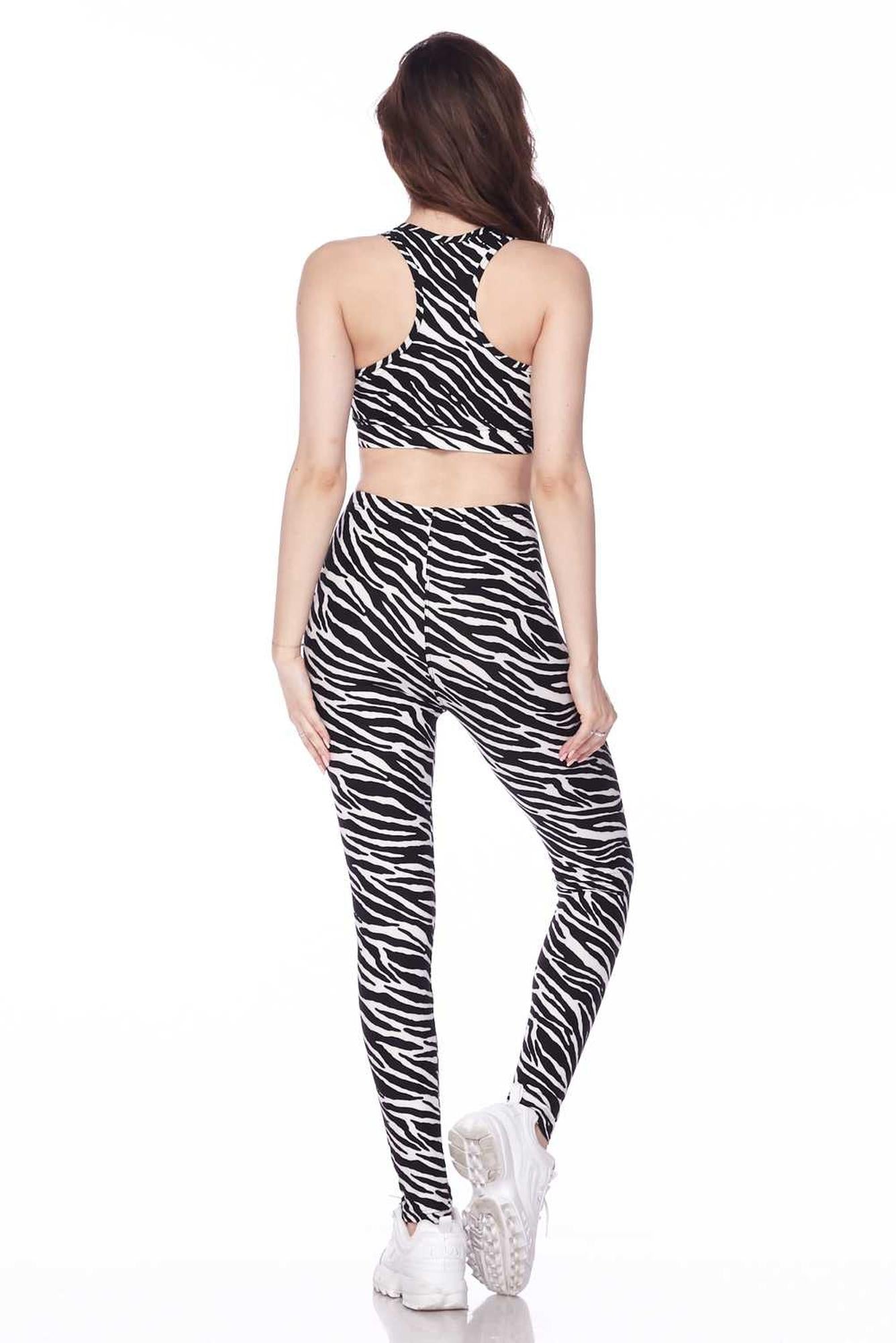 Brushed Zebra Bra and Leggings Set