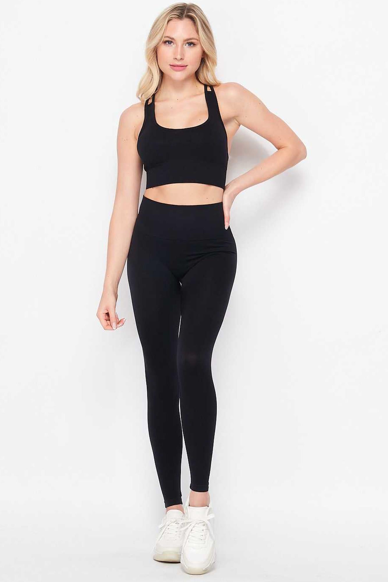2 Piece Seamless High Waisted Leggings and Sports Bra Set