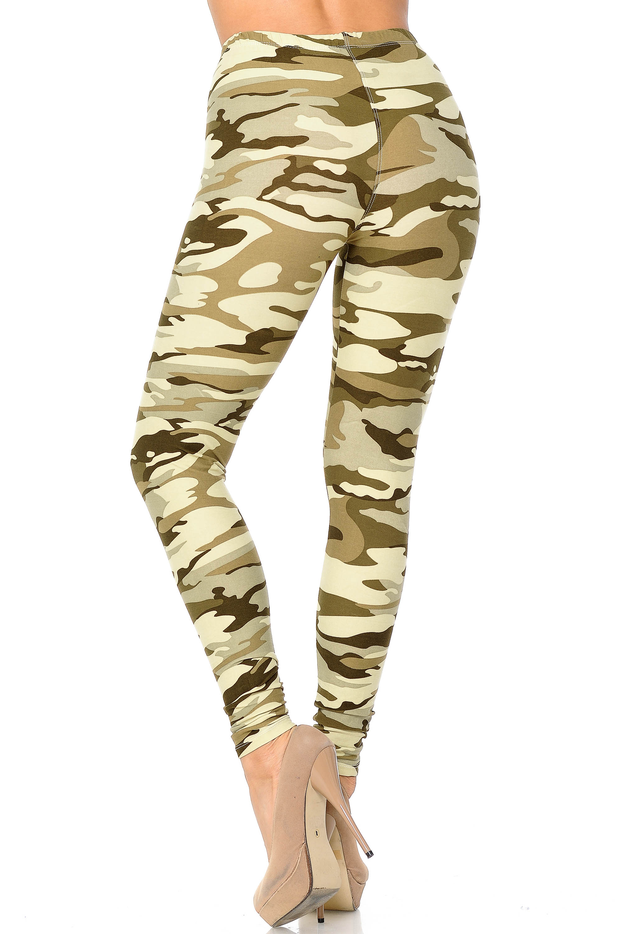 Buttery Soft Light Olive Camouflage Leggings (One Size Regular,Olive)