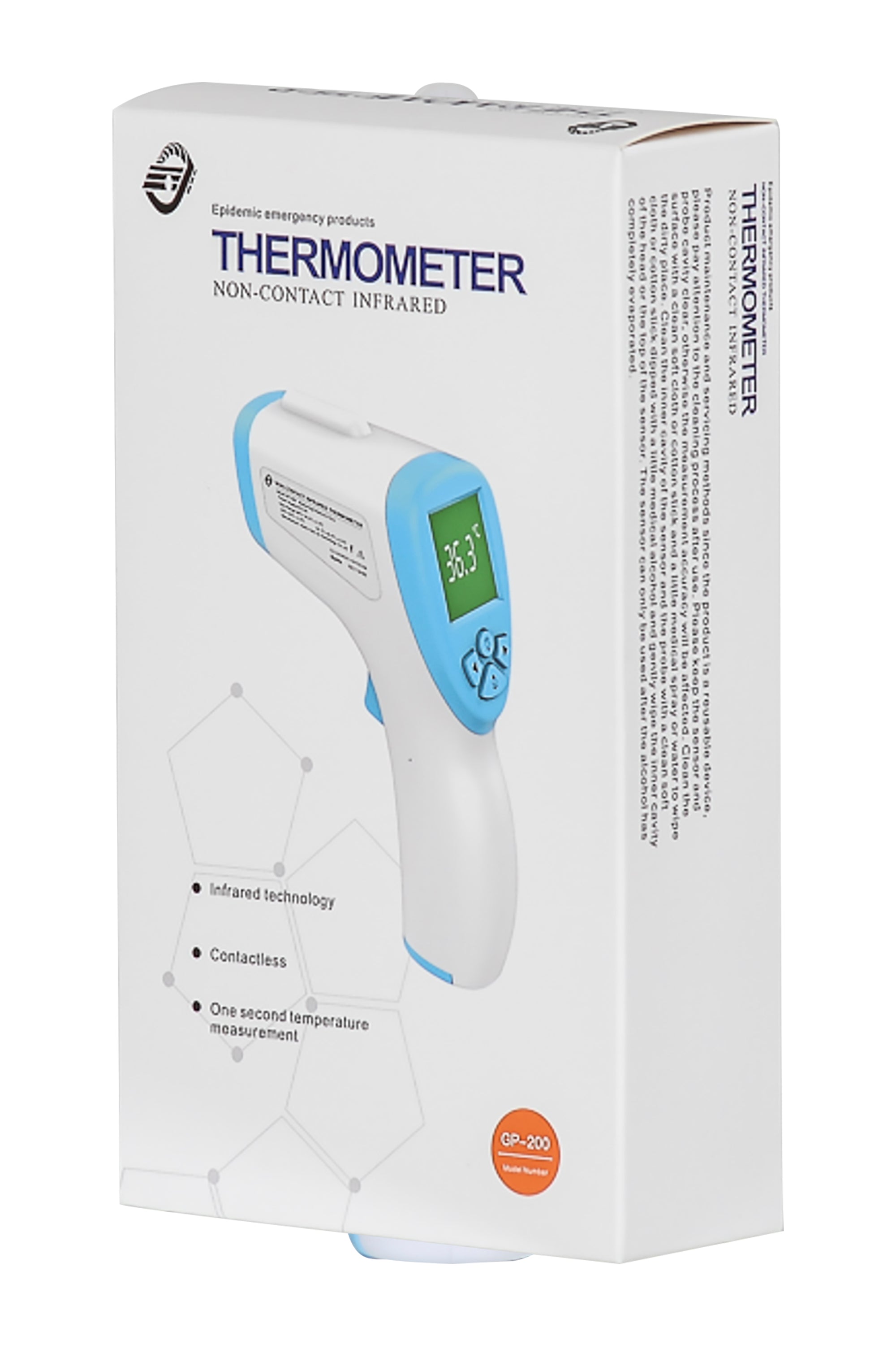 Infrared Non Contact Thermometer - Multi Function (One Size Regular,White)