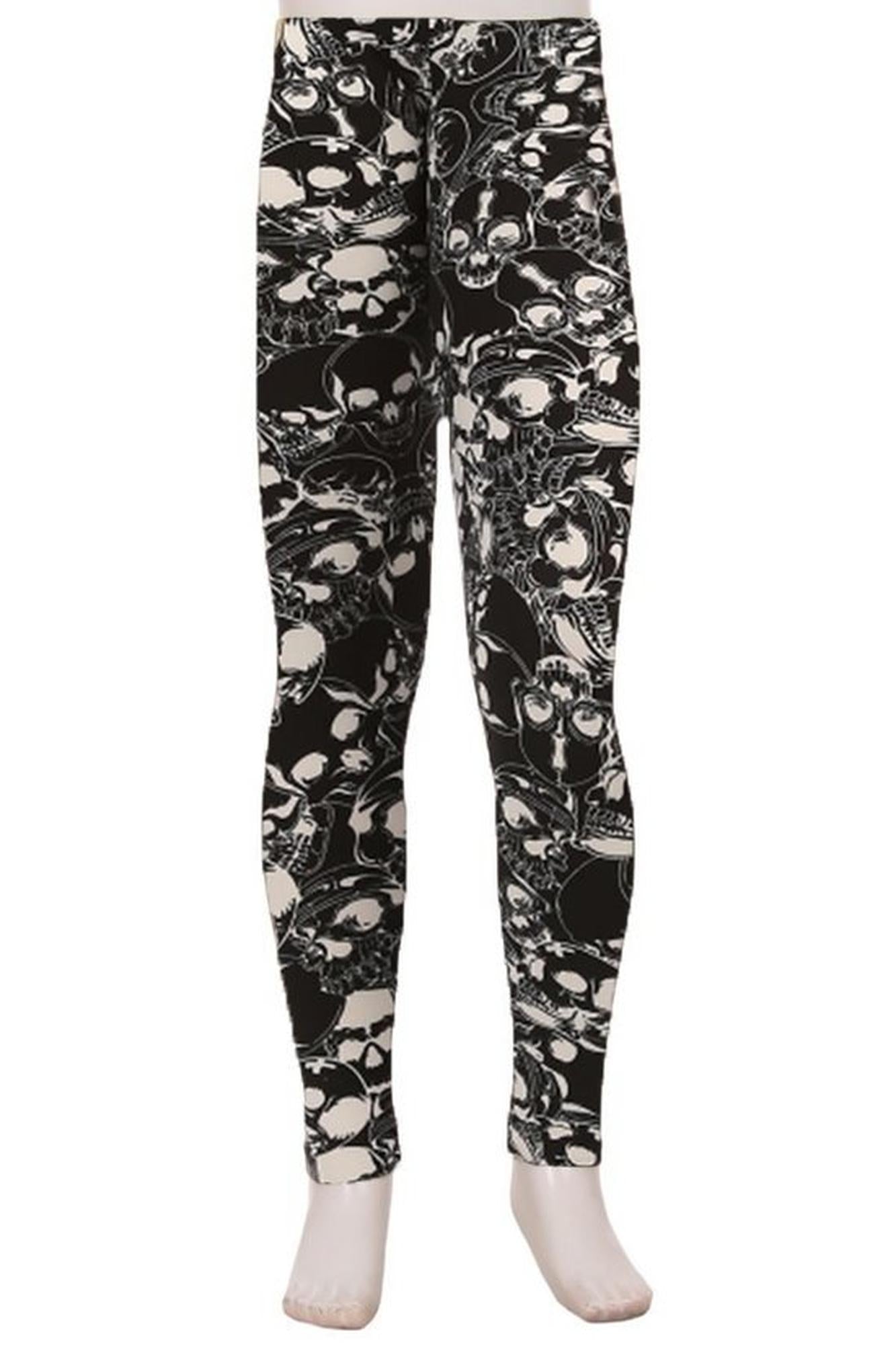Black Layers of Skulls Kids Leggings