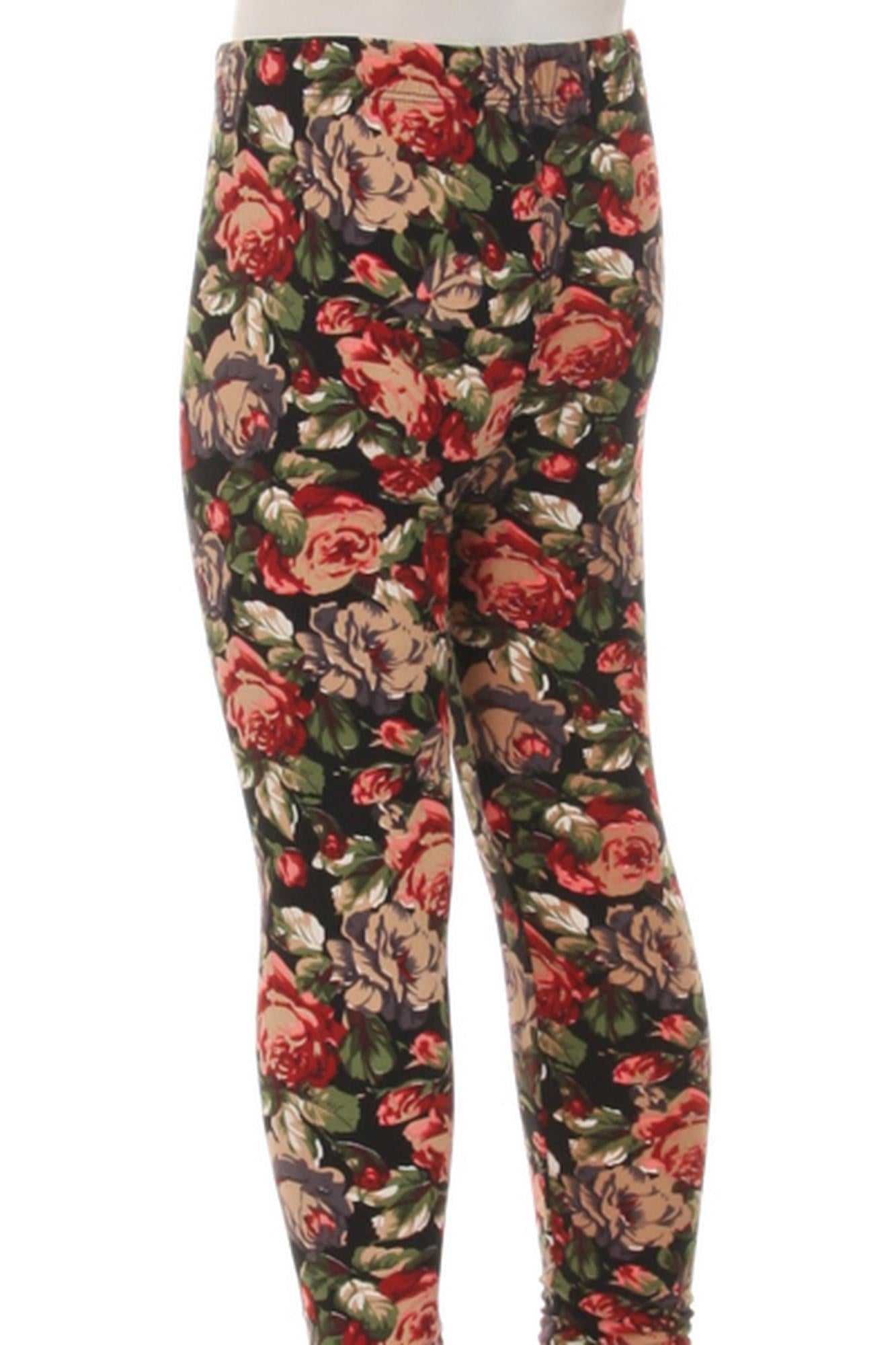 Brushed Vintage Floral Kids Leggings