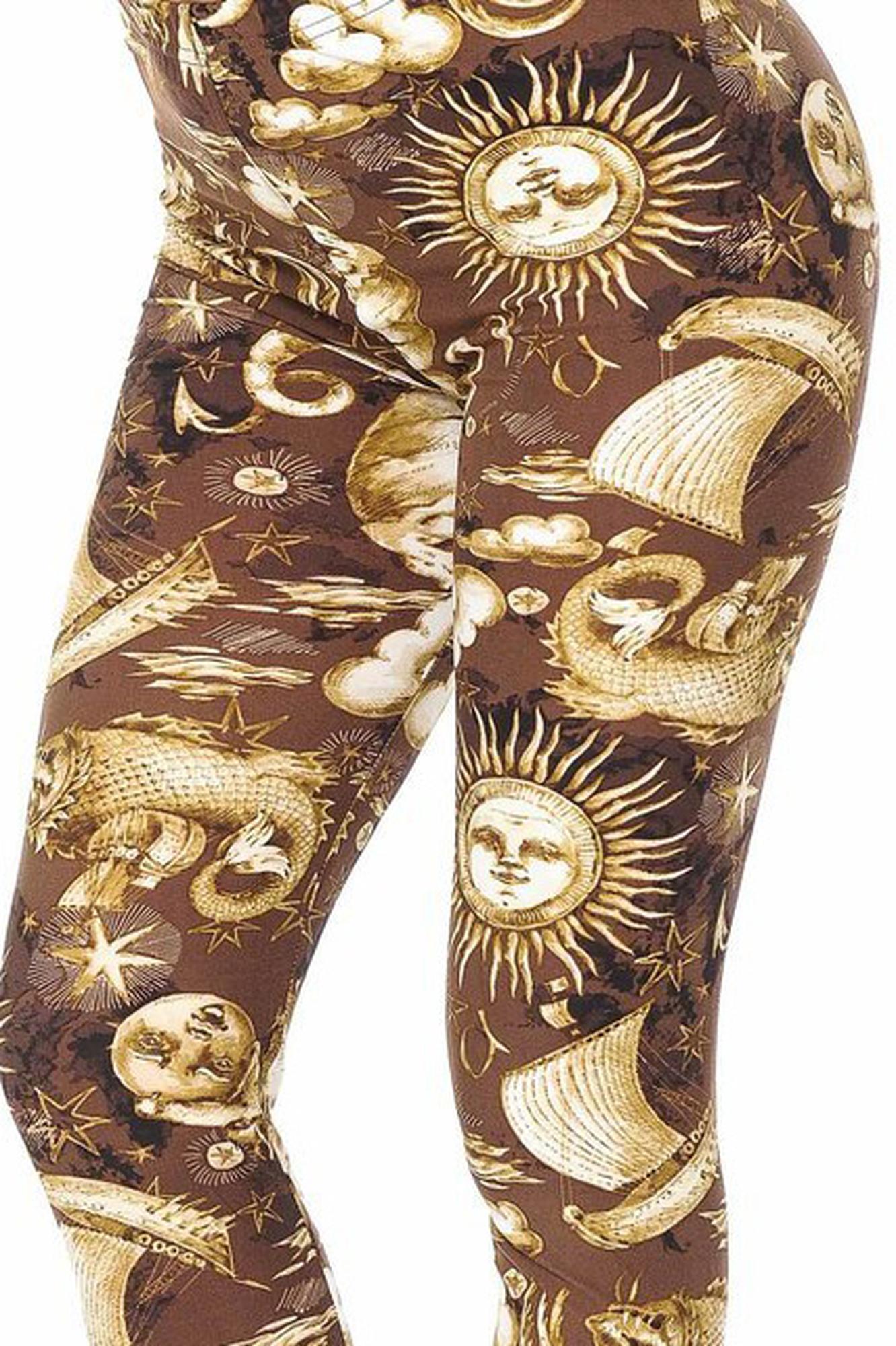 Buttery Smooth Sun Moon Stars Steampunk Kids Leggings