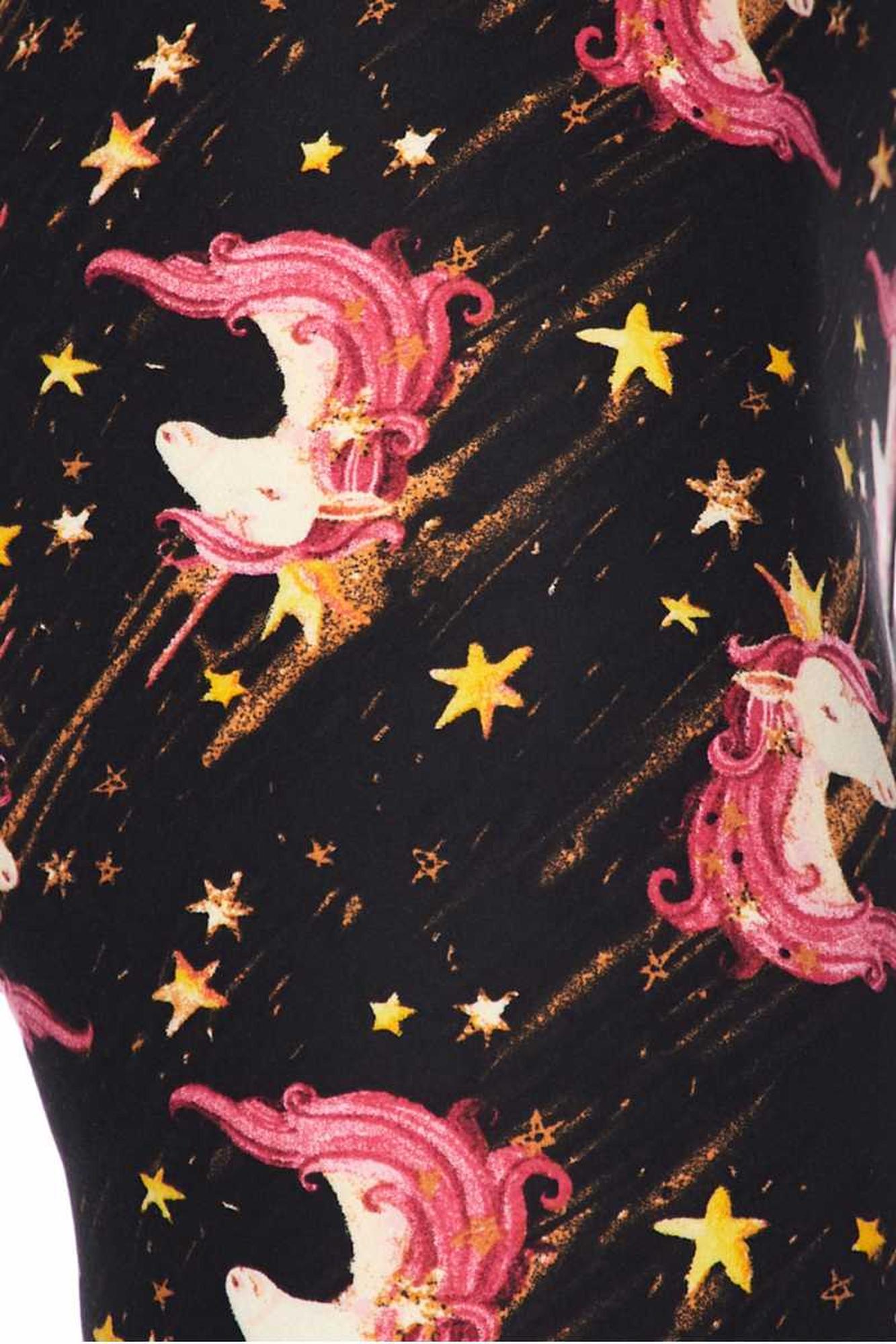 Buttery Soft Twinkle Unicorn Plus Size Capris (One Size Plus,Black)