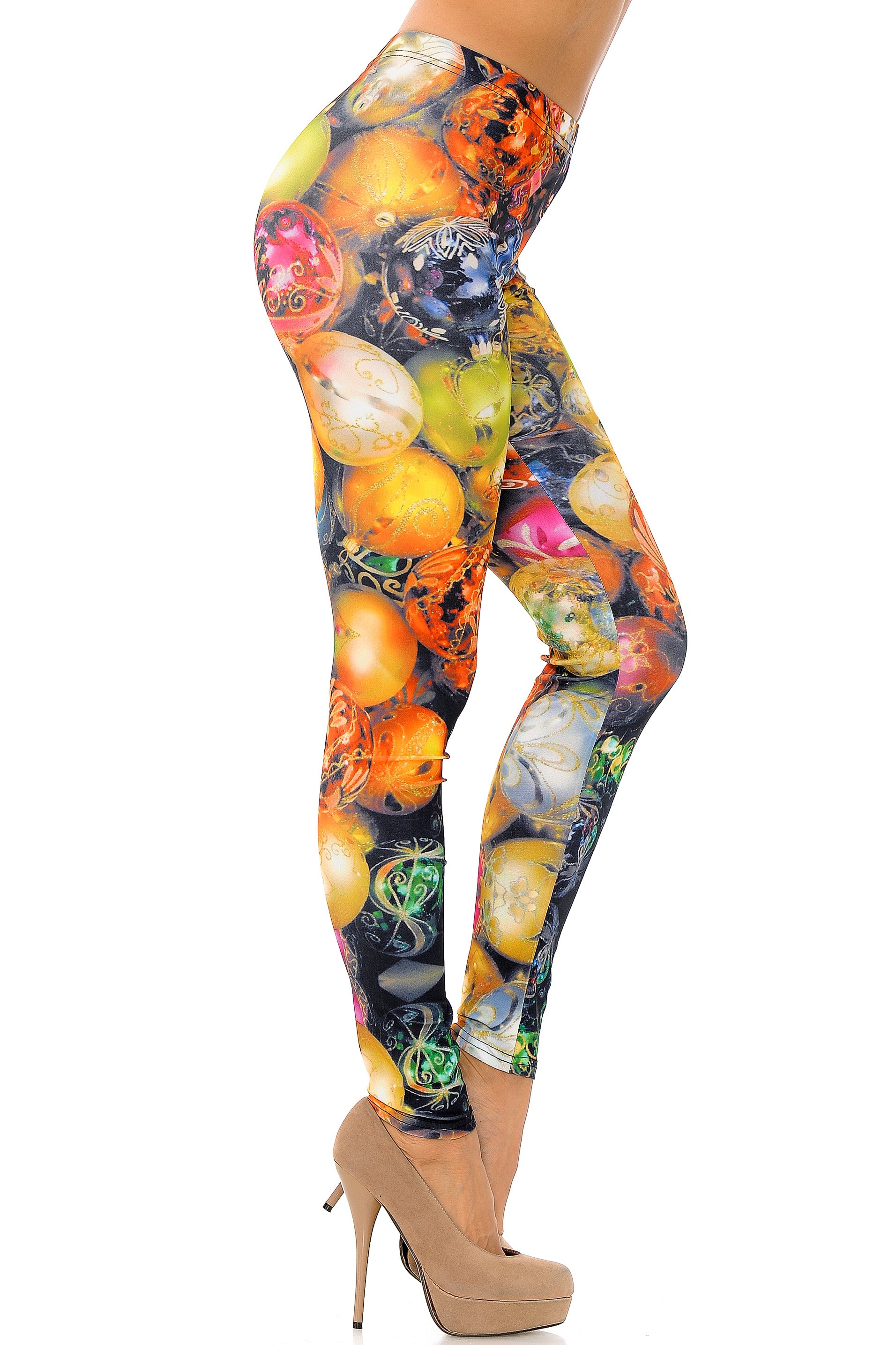 Festive Christmas Ornament Leggings - Plus Size