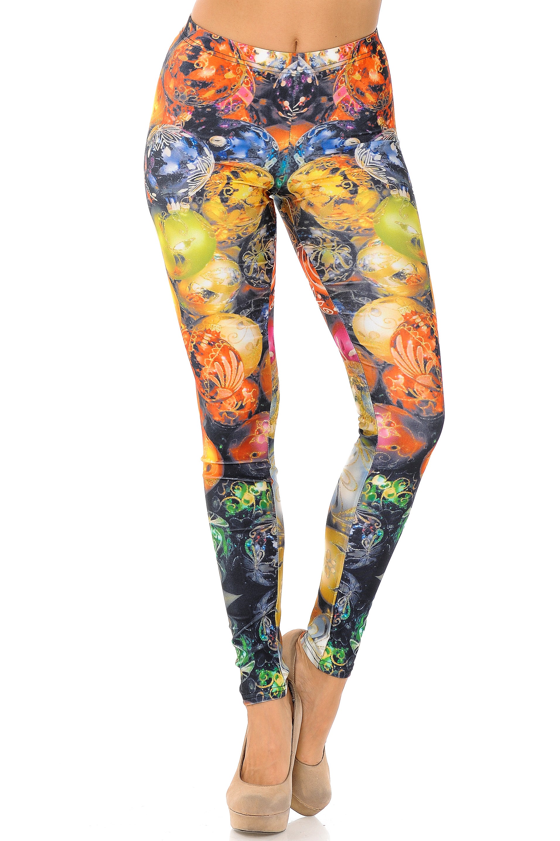 Festive Christmas Ornament Leggings - Plus Size