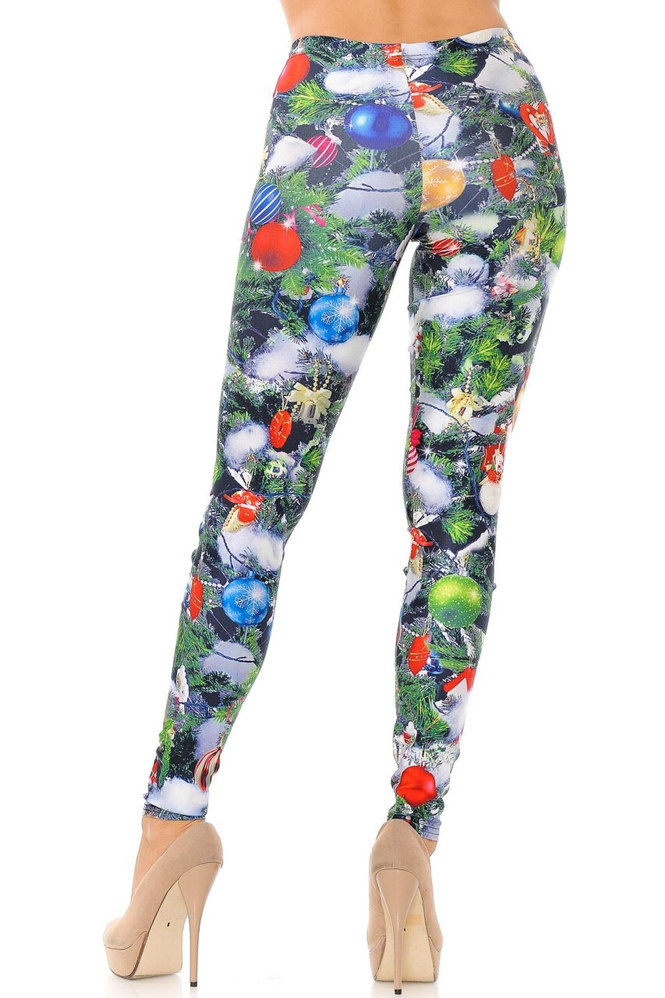 Trimmed Up Christmas Tree Leggings - Plus Size