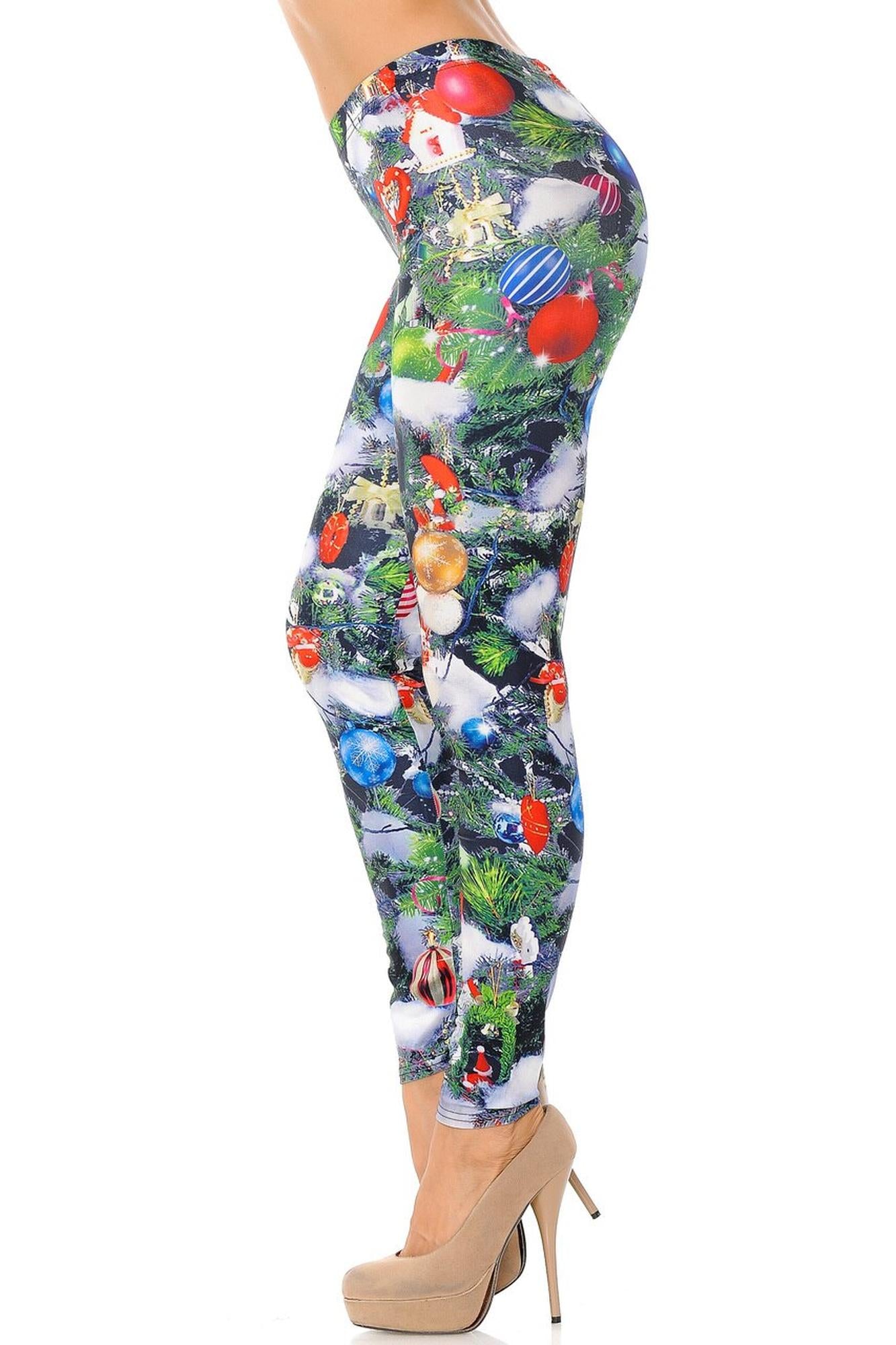 Trimmed Up Christmas Tree Leggings - Plus Size