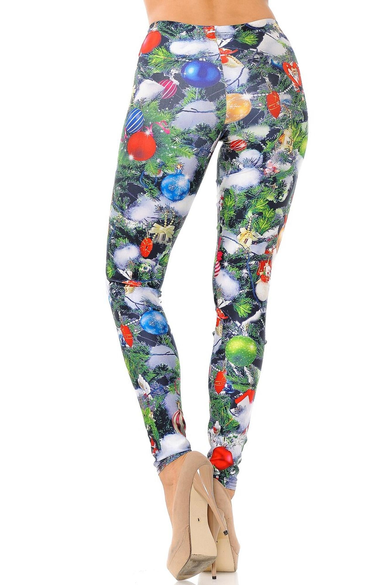 Trimmed Up Christmas Tree Leggings - Plus Size