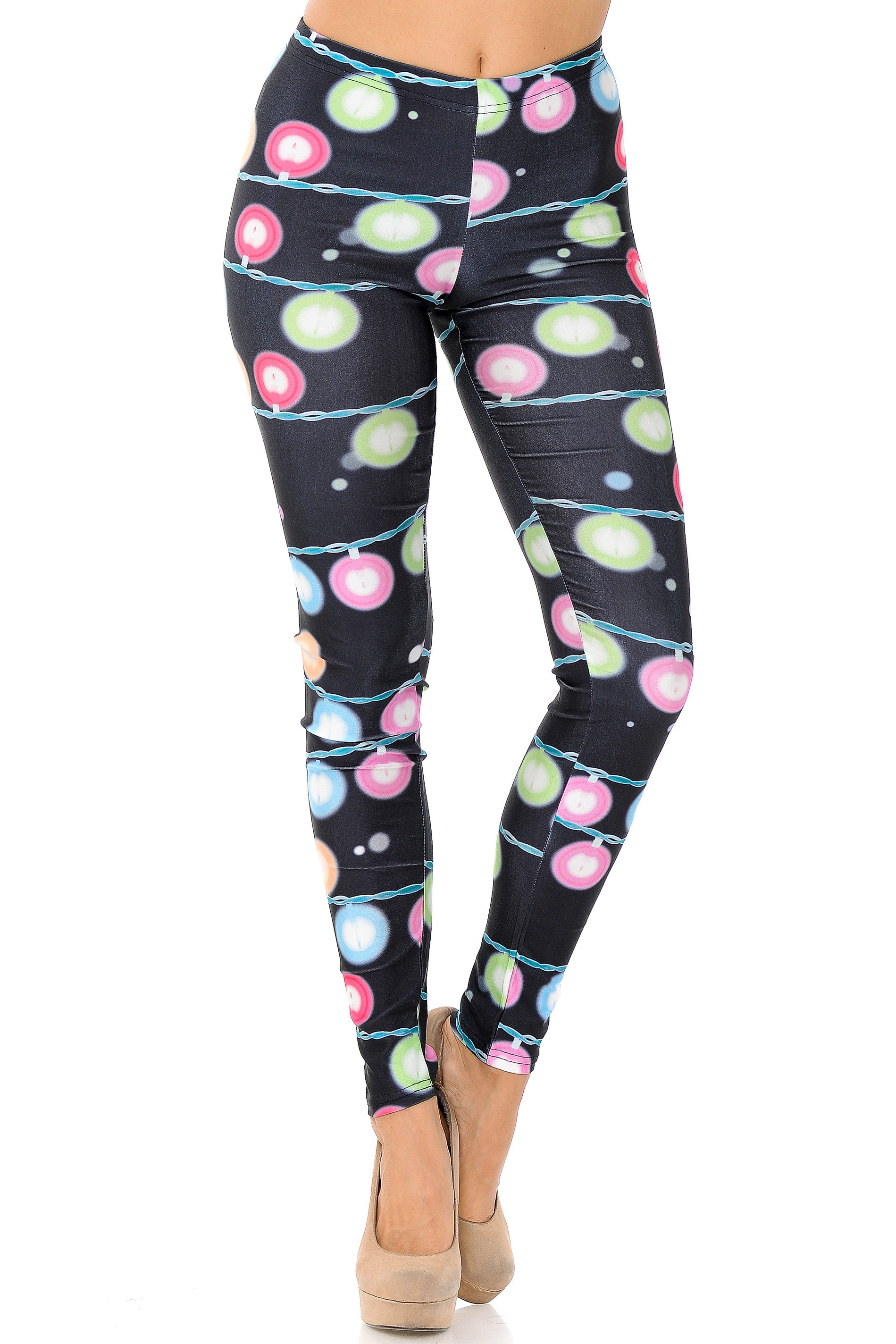 Festive Holiday Lights Leggings - Plus Size