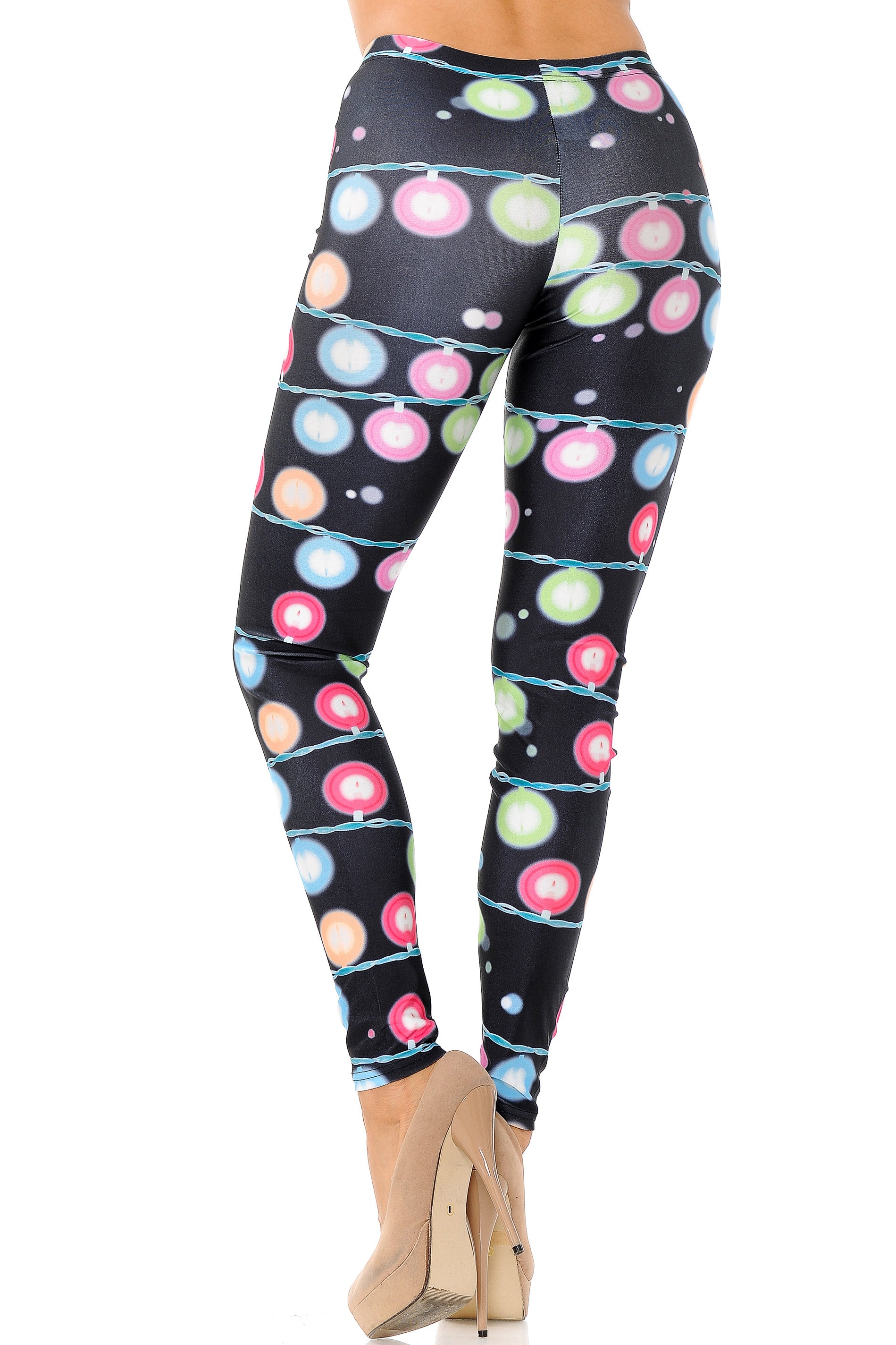 Festive Holiday Lights Leggings - Plus Size