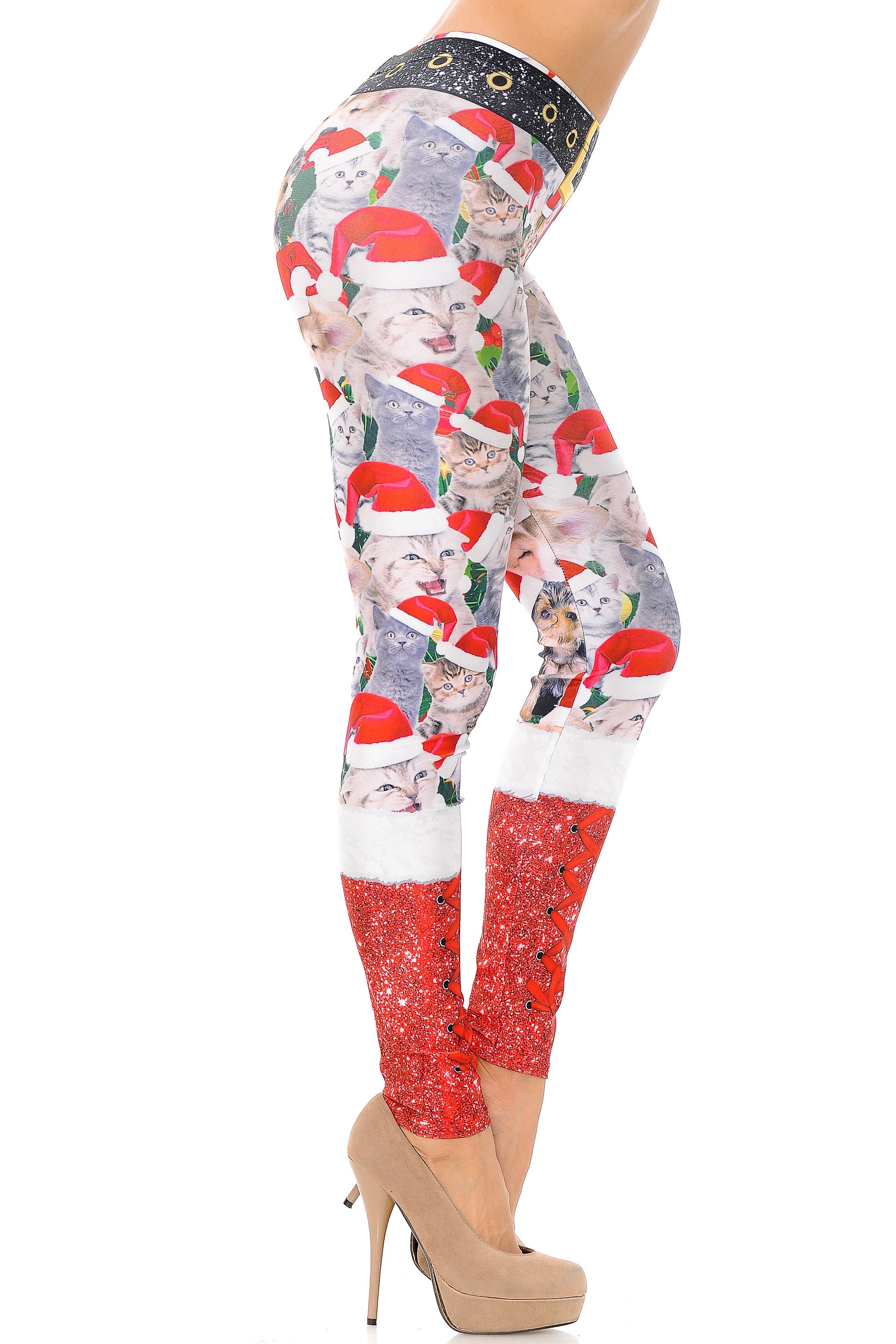 Jolly Christmas Cats and Dogs Leggings - Plus Size