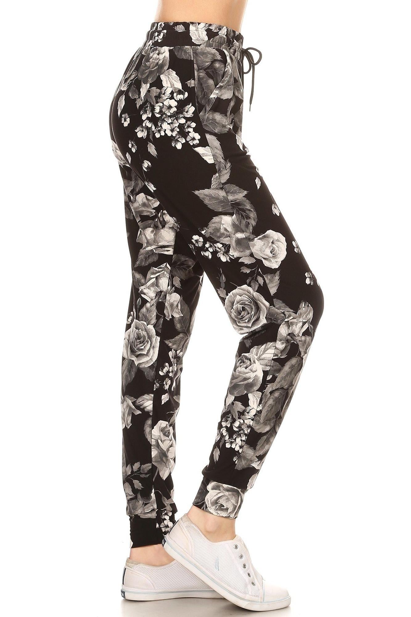 Buttery Smooth Monochrome Rose Plus Size Joggers