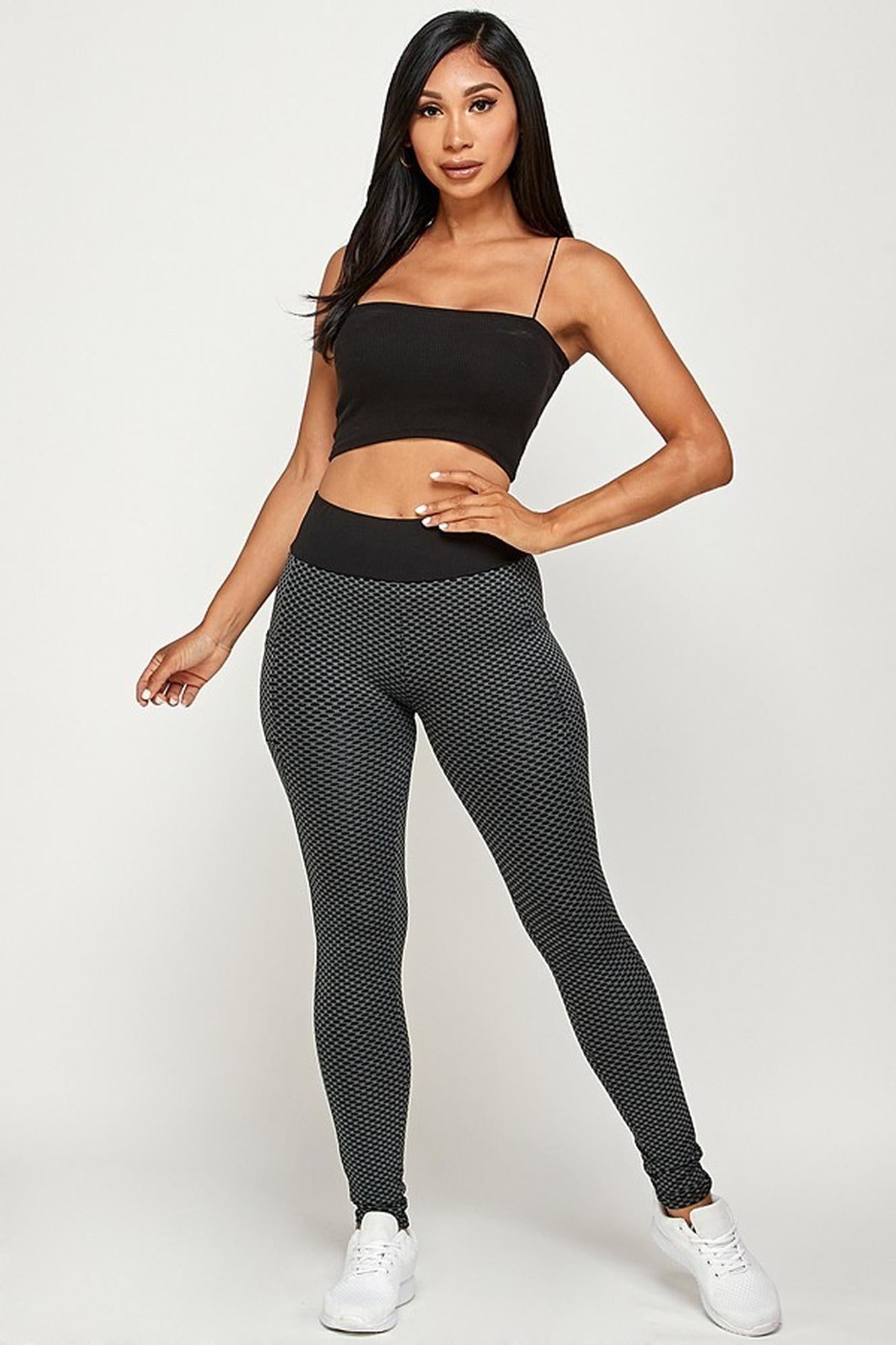 Contrast Textured Scrunch Butt Leggings | NO POCKETS