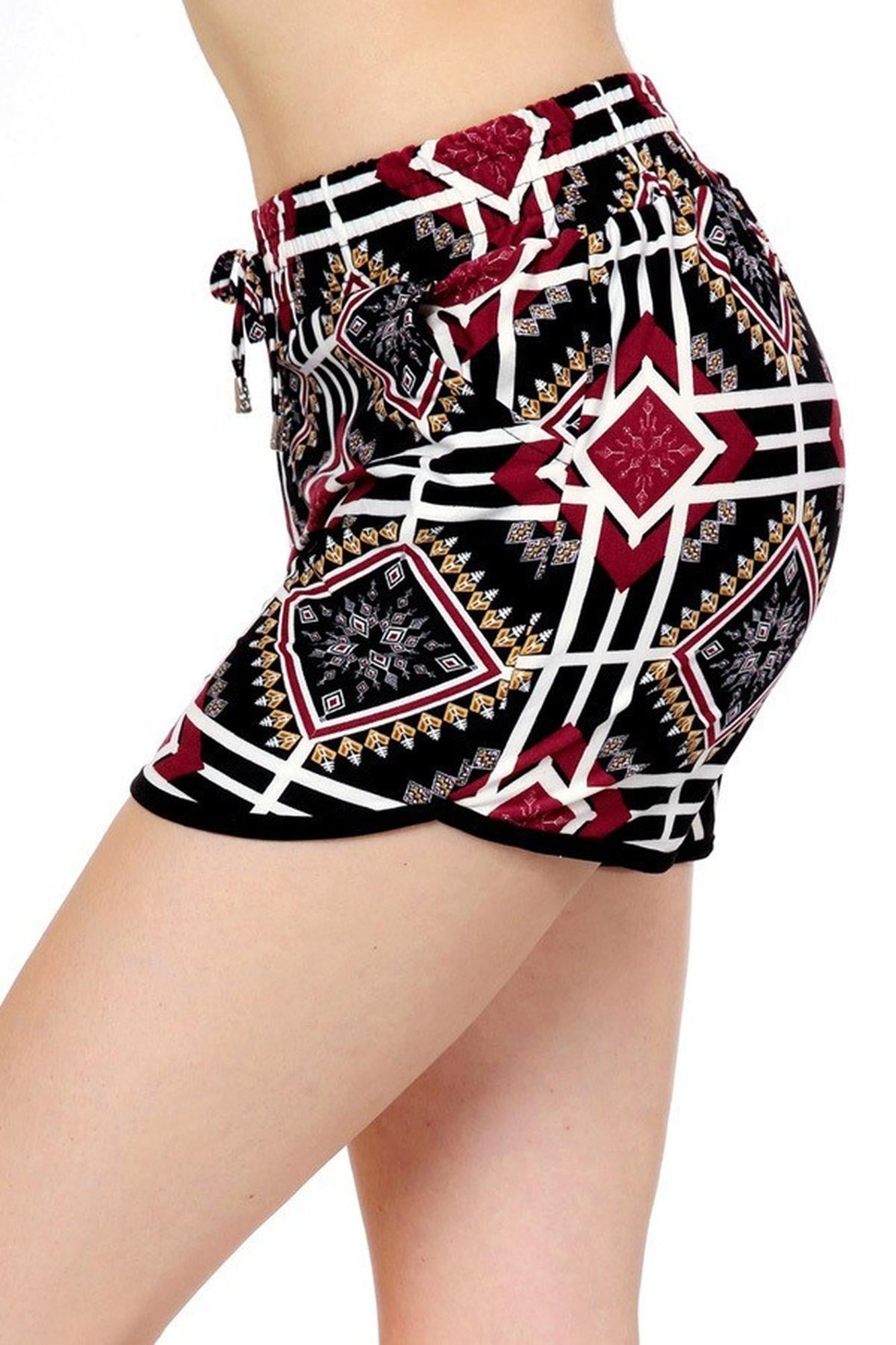 Buttery Smooth Burgundy Diamond Tribal Dolphin Shorts