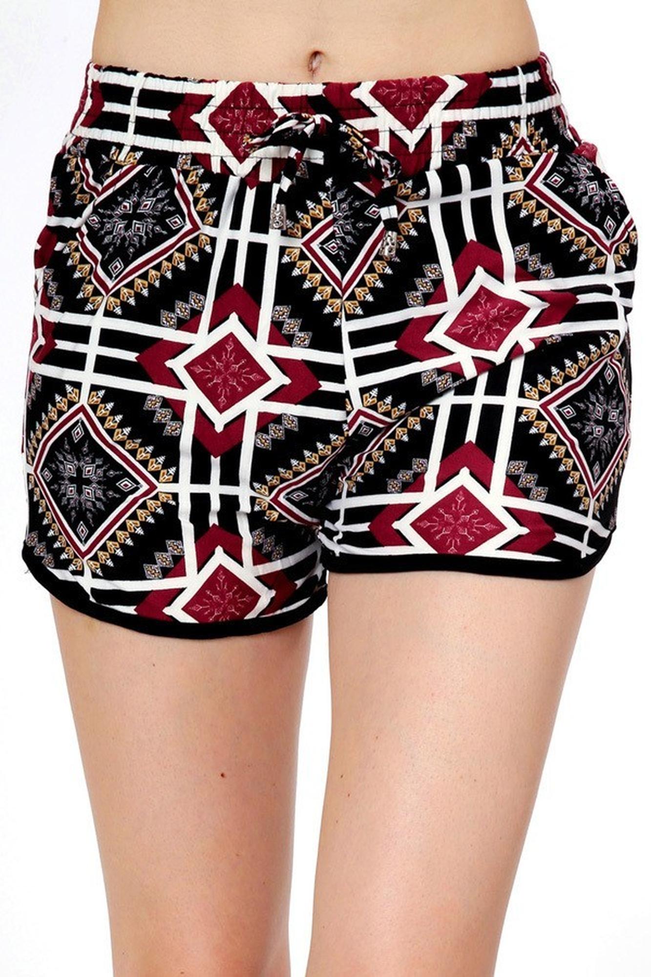 Buttery Smooth Burgundy Diamond Tribal Dolphin Shorts