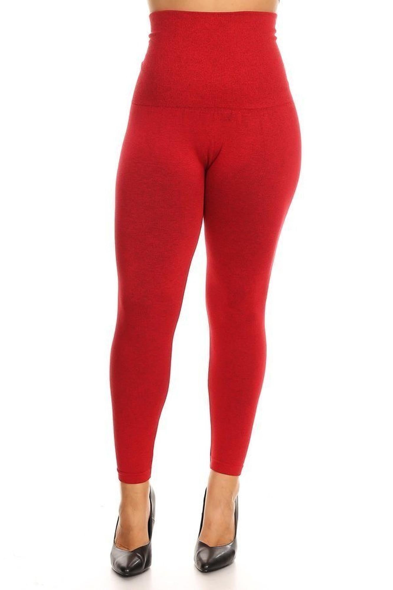 High Waist French Terry Compression Leggings - Plus Size