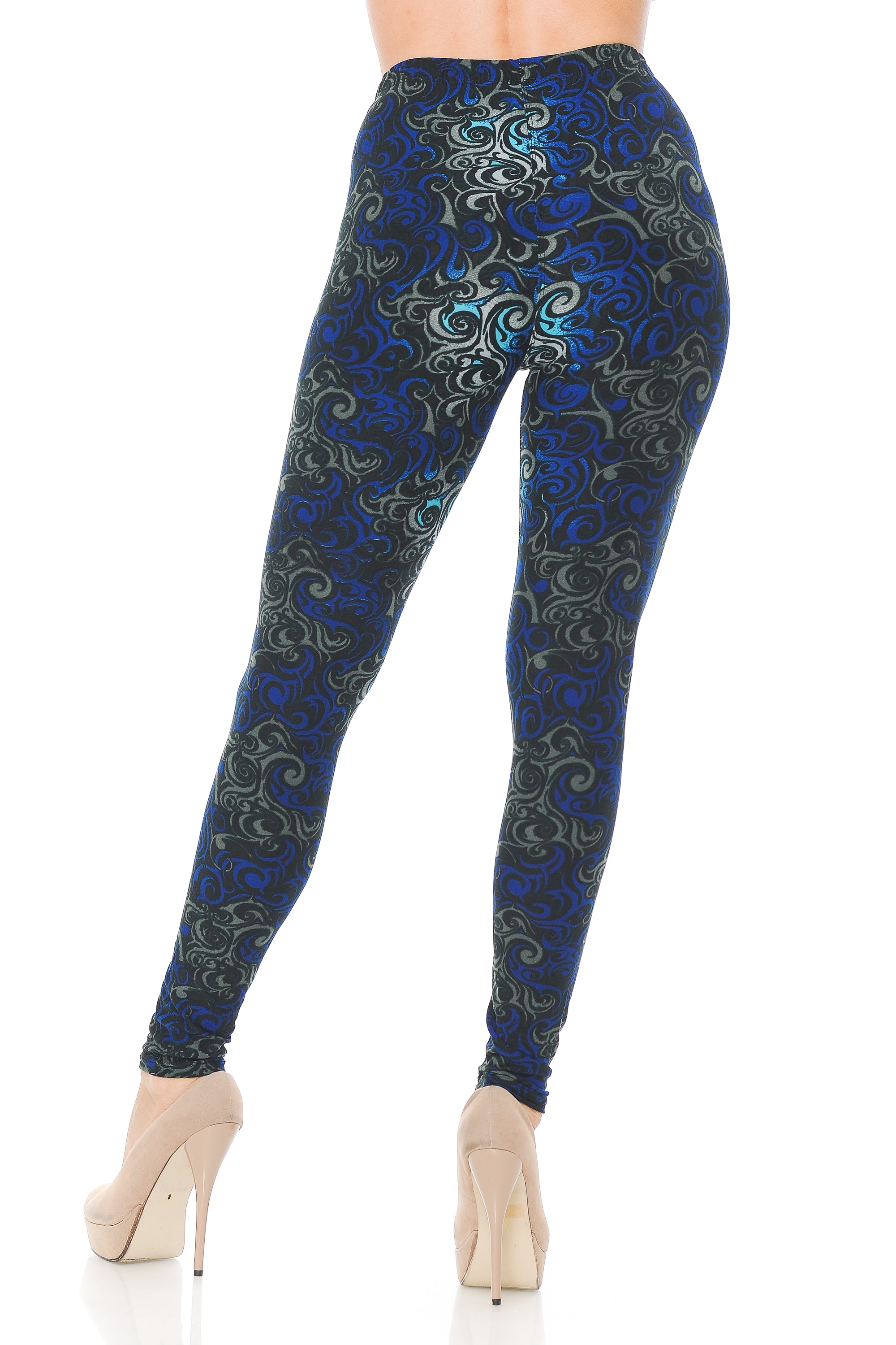 Buttery Smooth Blue Tangled Swirl Leggings - Extra Small (XSmall One Size,Blue)