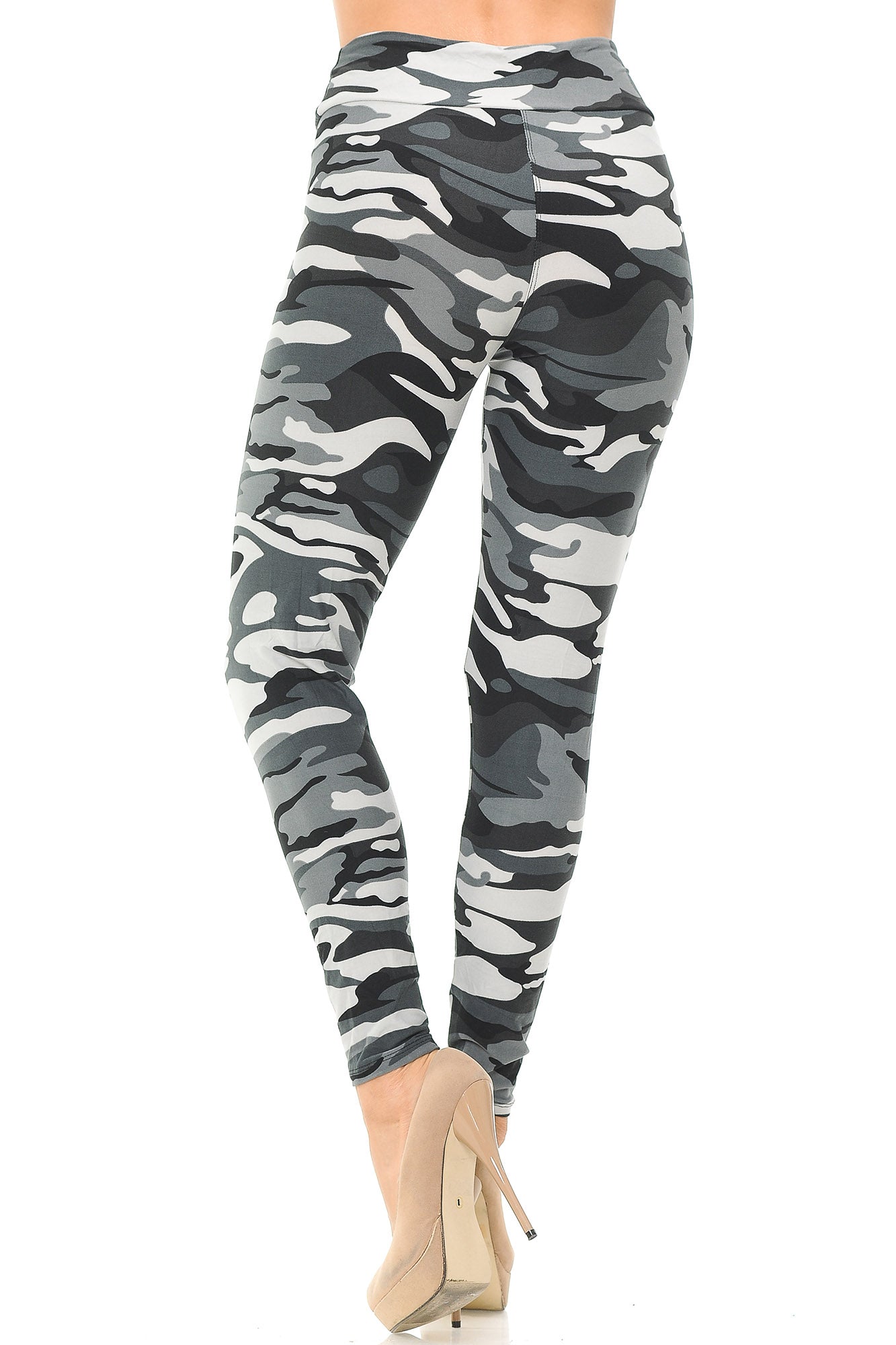 Buttery Soft Charcoal Camouflage High Waisted Leggings - EEVEE (One Size Regular,Charcoal)