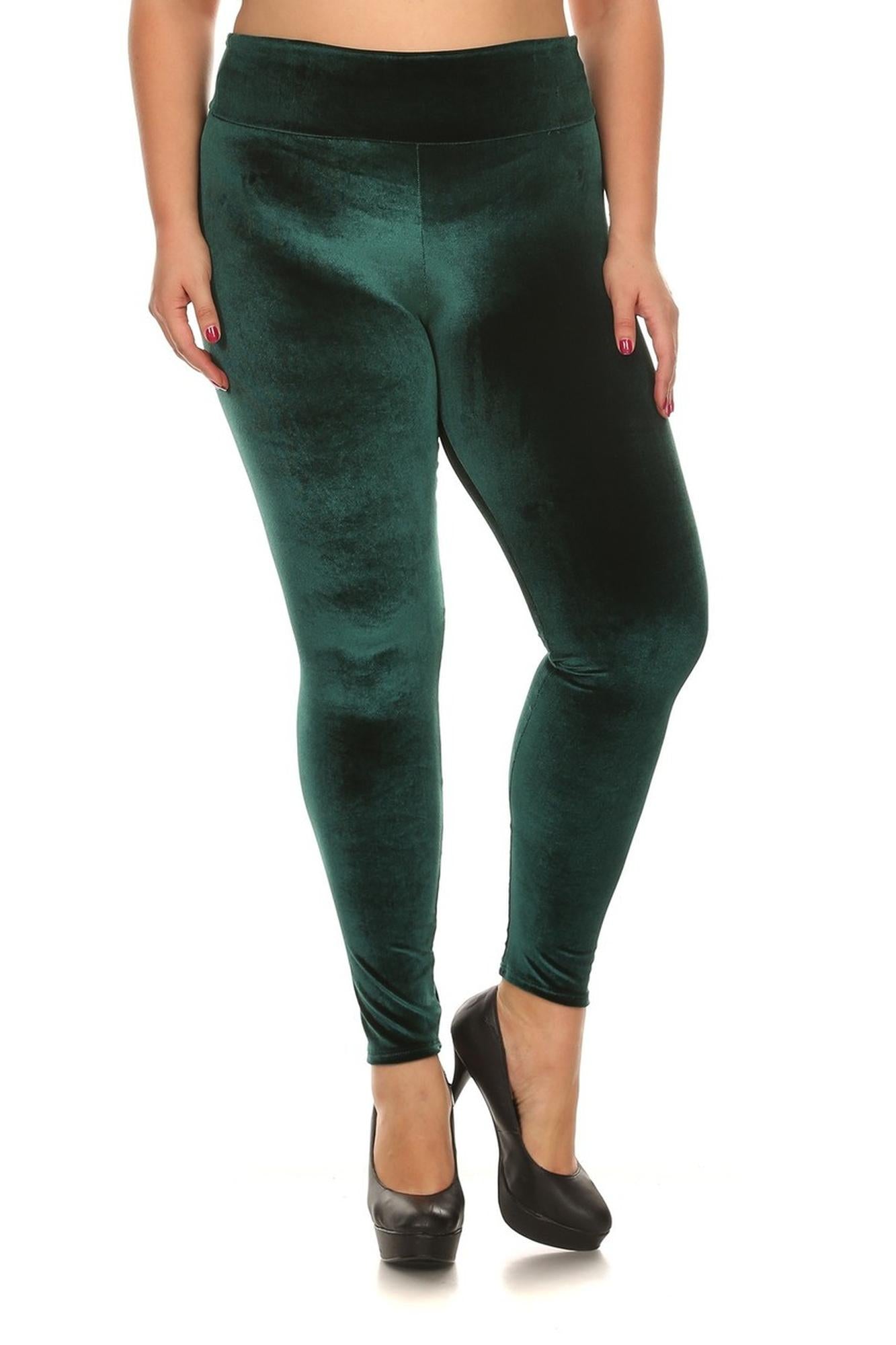 High Waisted Velvet Leggings - Plus Size