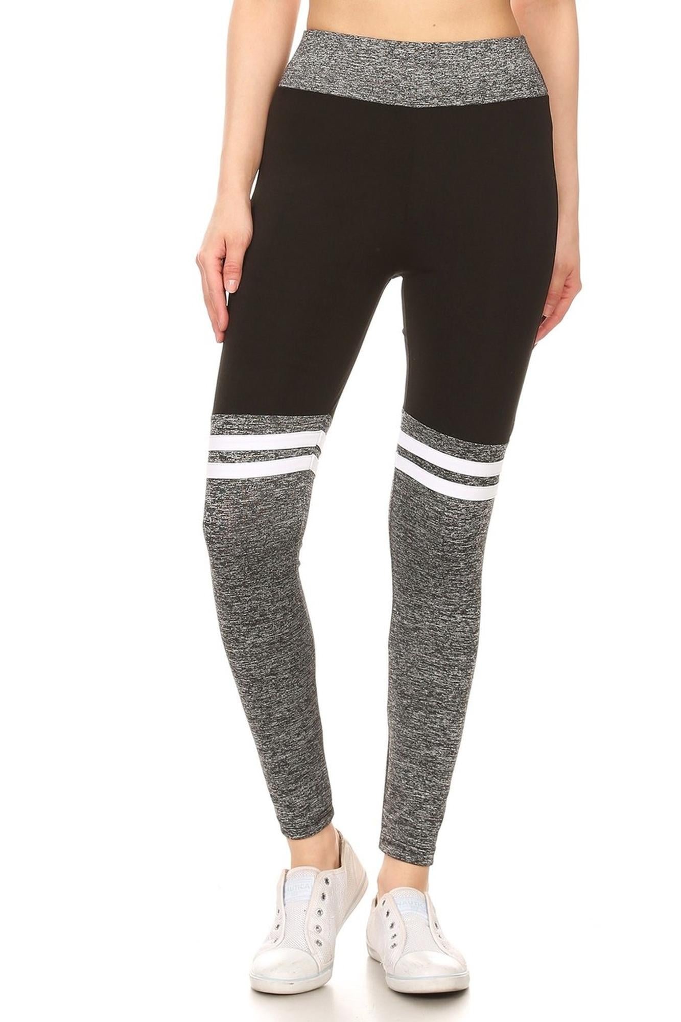Black Charcoal Split Women's Workout Leggings