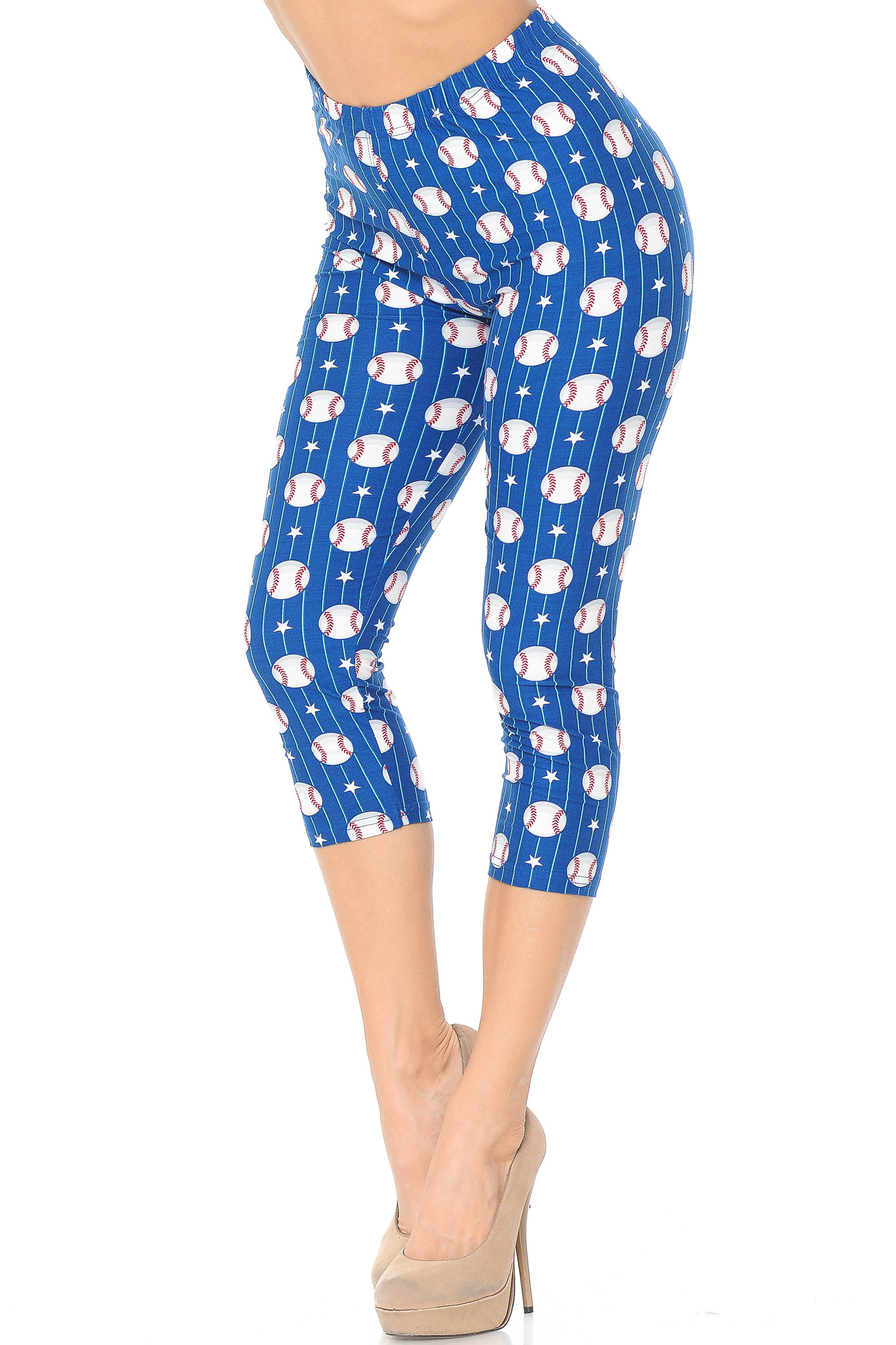 Buttery Soft Boys of Summer Baseball Capris (One Size Regular,Blue)