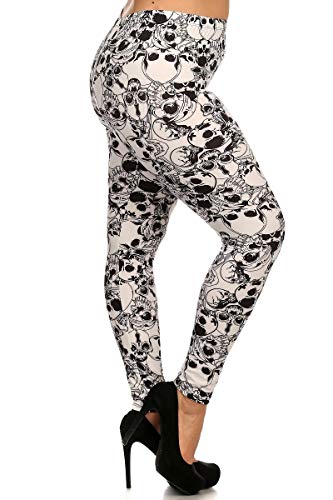 Buttery Soft White Layers of Skulls Plus Size Leggings (One Size Plus,White)