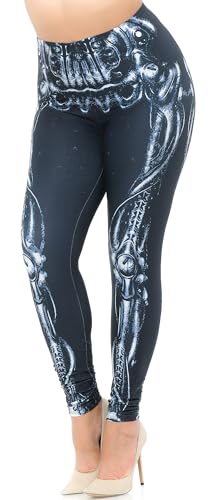Creamy Soft Brilliant Bubbles Plus Size Leggings | USA Fashion (One Size Plus,Blue)