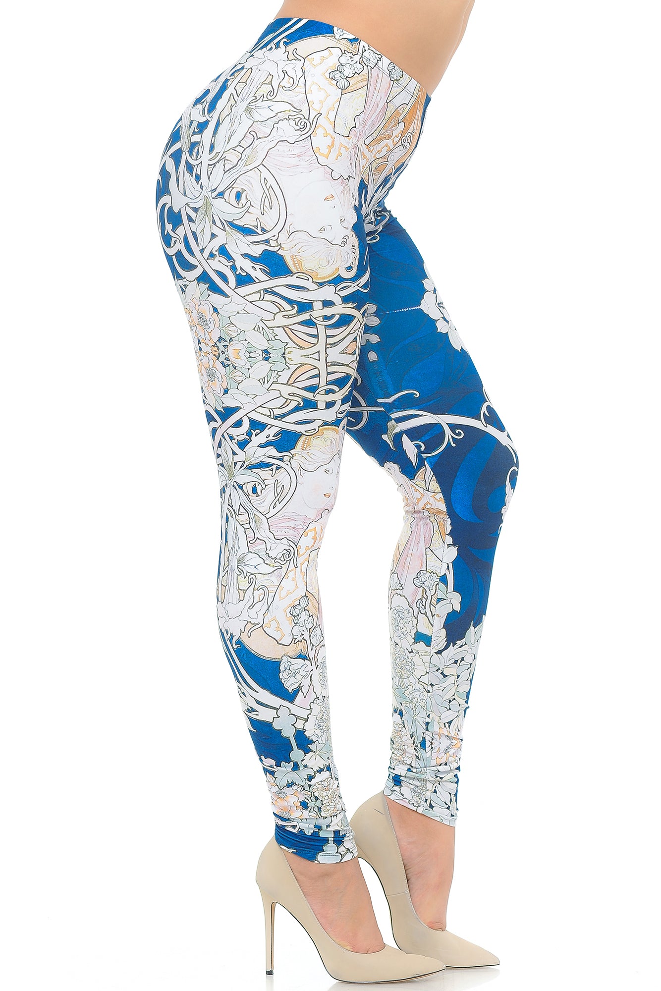 Creamy Soft Twisted Eden Vine Plus Size Extra Plus Size Leggings - 3X-5X - USA Fashion (XPlus One Size,Blue)