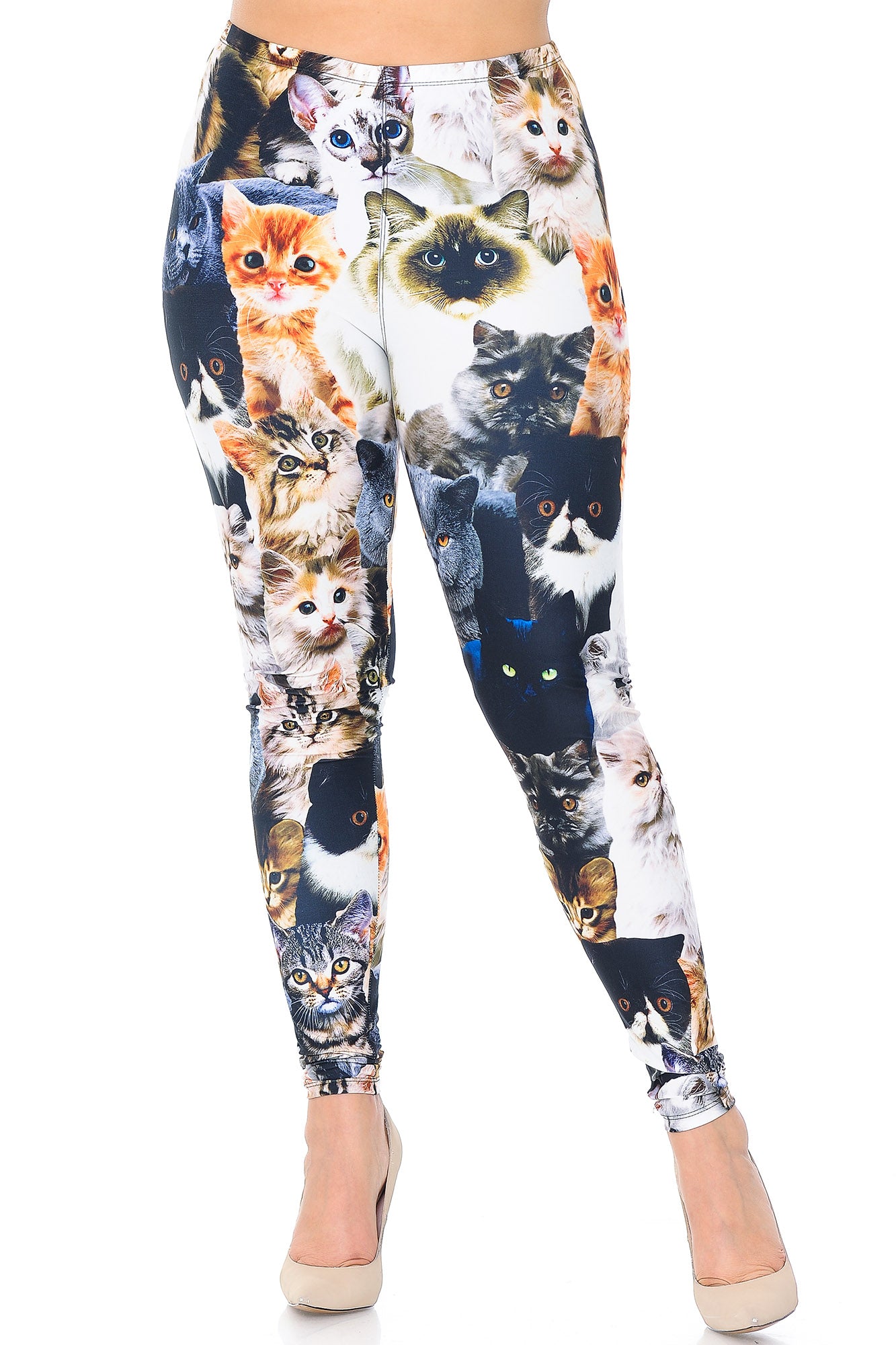Creamy Soft Cat Collage Extra Plus Size Leggings - 3X-5X - USA Fashion (XPlus One Size,Multi Color Bold)