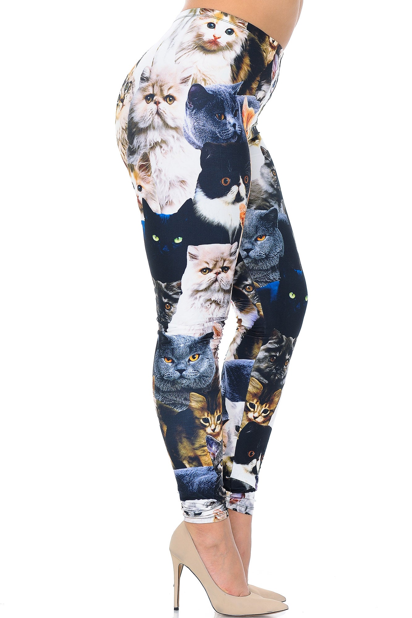 Creamy Soft Cat Collage Extra Plus Size Leggings - 3X-5X - USA Fashion (XPlus One Size,Multi Color Bold)